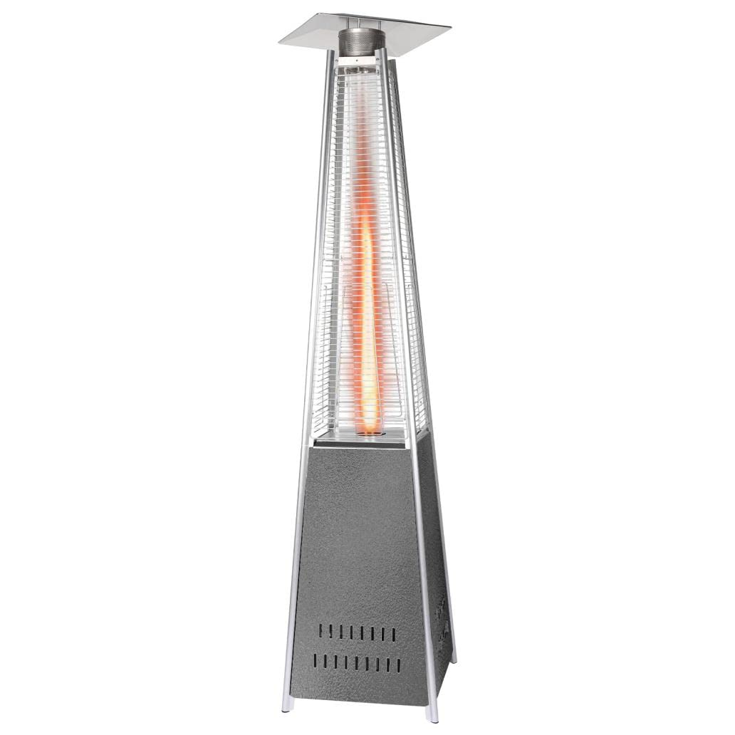 Outdoor Propane Patio Heater with Cover & Wheels - 42,000 BTU Pyramid Flame, Piezo Ignition, Triple Safety - Perfect for Backyard, Deck, and Restaurant Outdoor Heating (Silver)