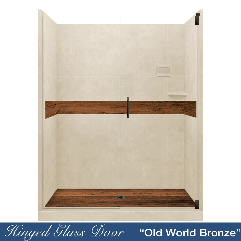 Lifeproof Burnt Oak Desert Sand 60-Inch Alcove Stone Shower Enclosure Kit - Waterproof Bathroom Upgrade for Modern Homes