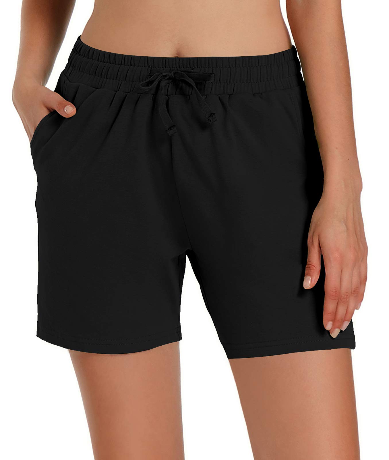 Ksmien Women's Cotton Bermuda Shorts - Workout, Yoga, Lounge & Gym Activewear with Pockets - Comfortable Casual Shorts for Running, Travel & Everyday Wear