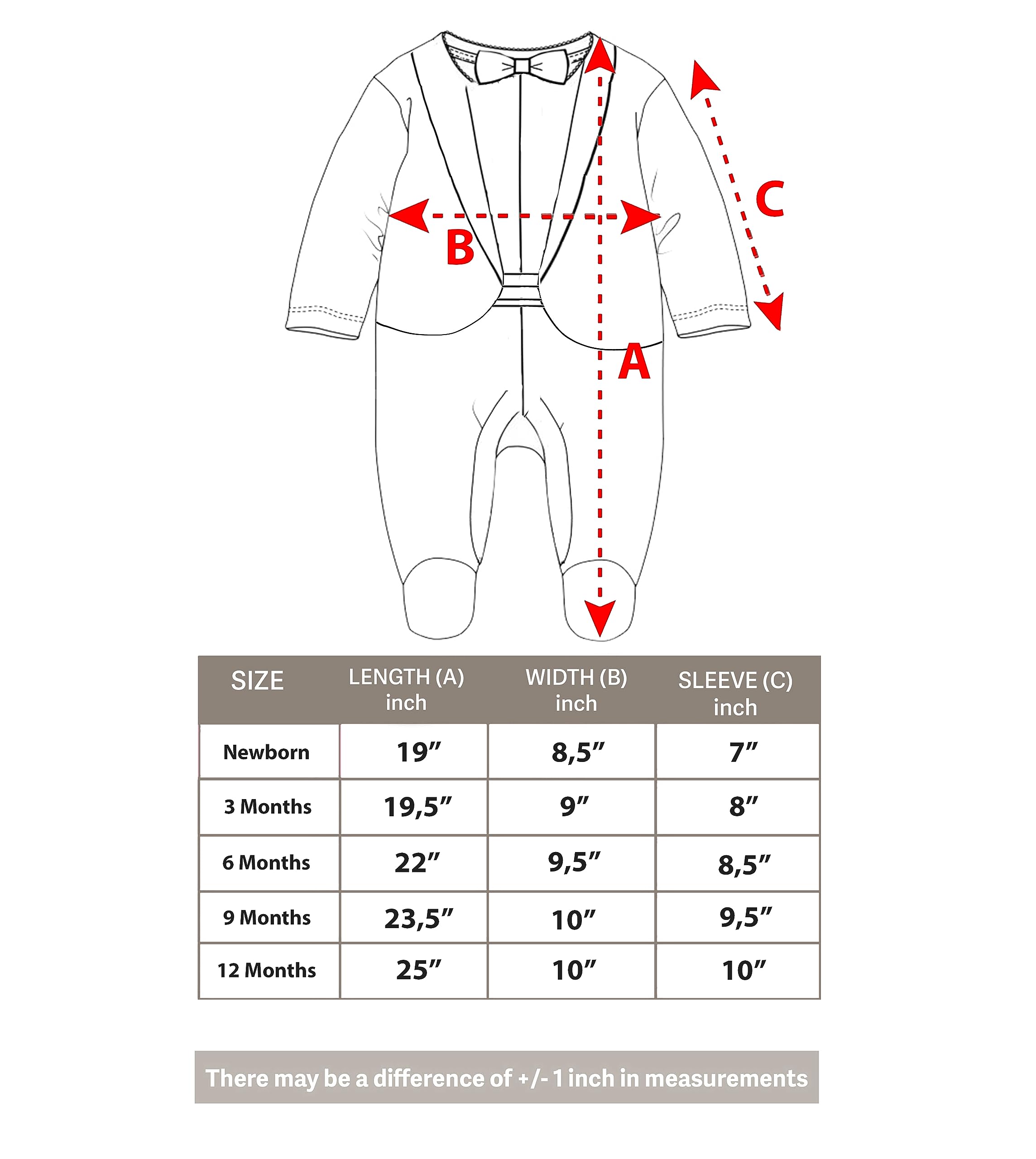 Lilax Baby Boy Gentleman Tuxedo Footie Pajamas - Christmas Holiday Outfit with Bow Tie - Cute Newborn Photo Shoot & Family Gathering Outfit