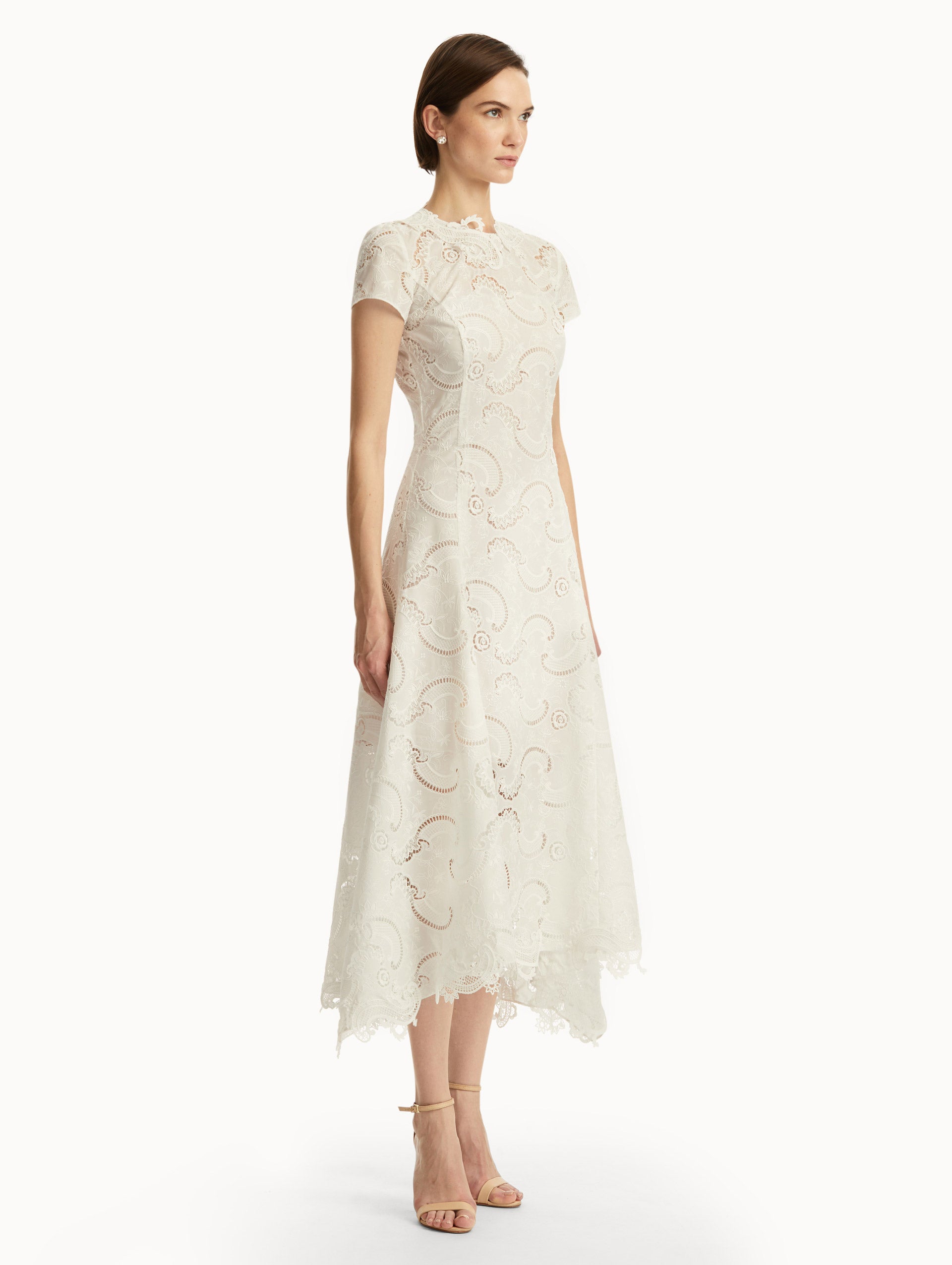 Elegant Guipure Lace Scroll Dress for Women - Perfect for Weddings, Parties & Special Occasions