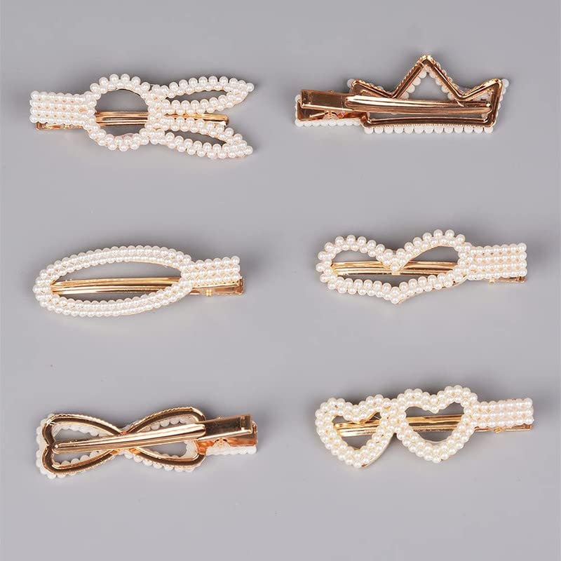 BELICIA 12 Pcs Heart & Rabbit Pearl Hair Clips Set - Elegant Hair Barrettes for Women & Girls, Pearl Hair Slides for Weddings, Parties & Daily Wear (12-Piece Hair Accessories Collection)