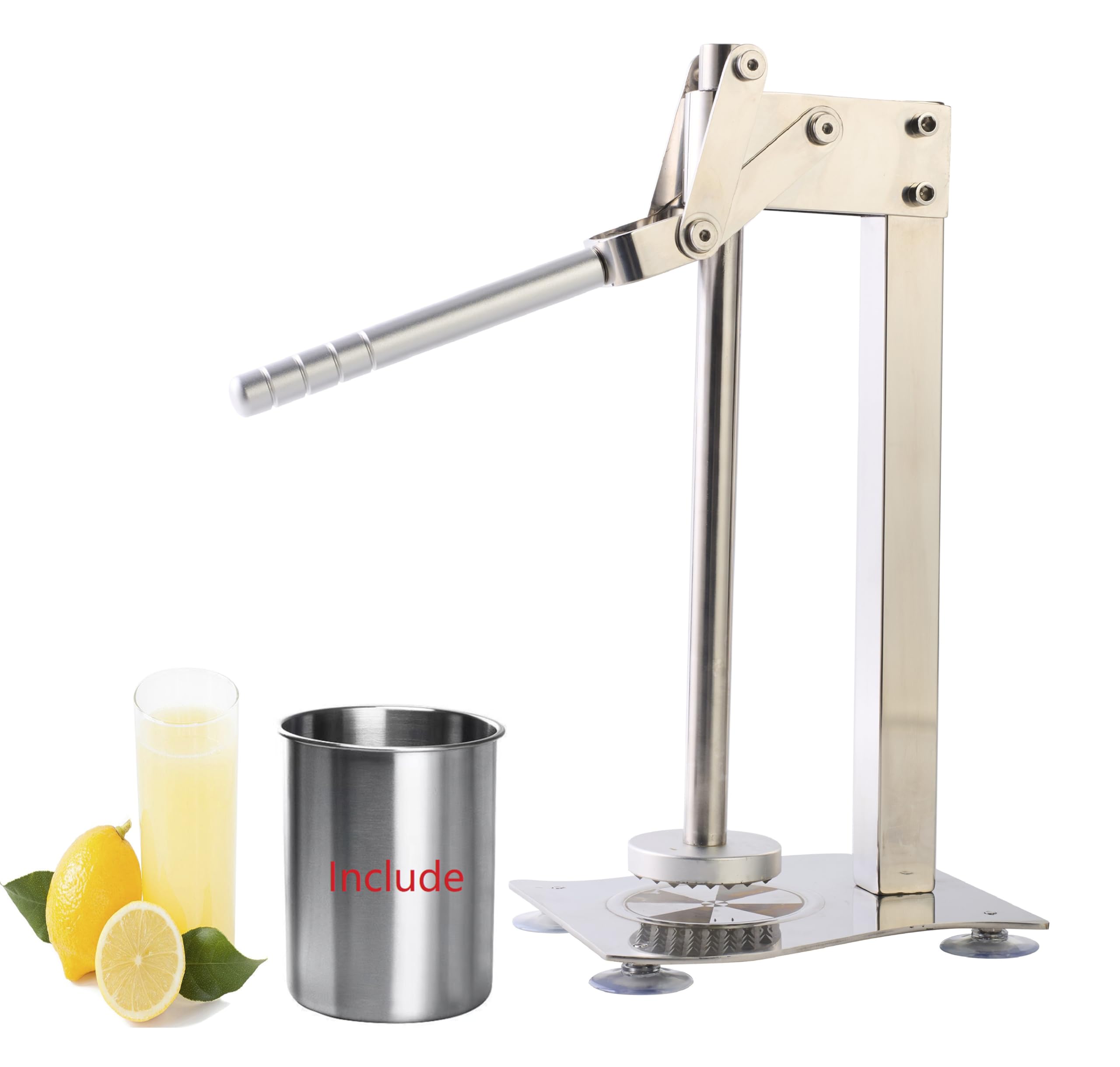 Premium Stainless Steel Heavy Duty Manual Lemon Lime Squeezer - Citrus Juicer with Press Handle & Cup - Perfect for Fresh Lemonade, Cocktails & Cooking - Durable Fruit & Nut Grinder for Home & Commercial Use