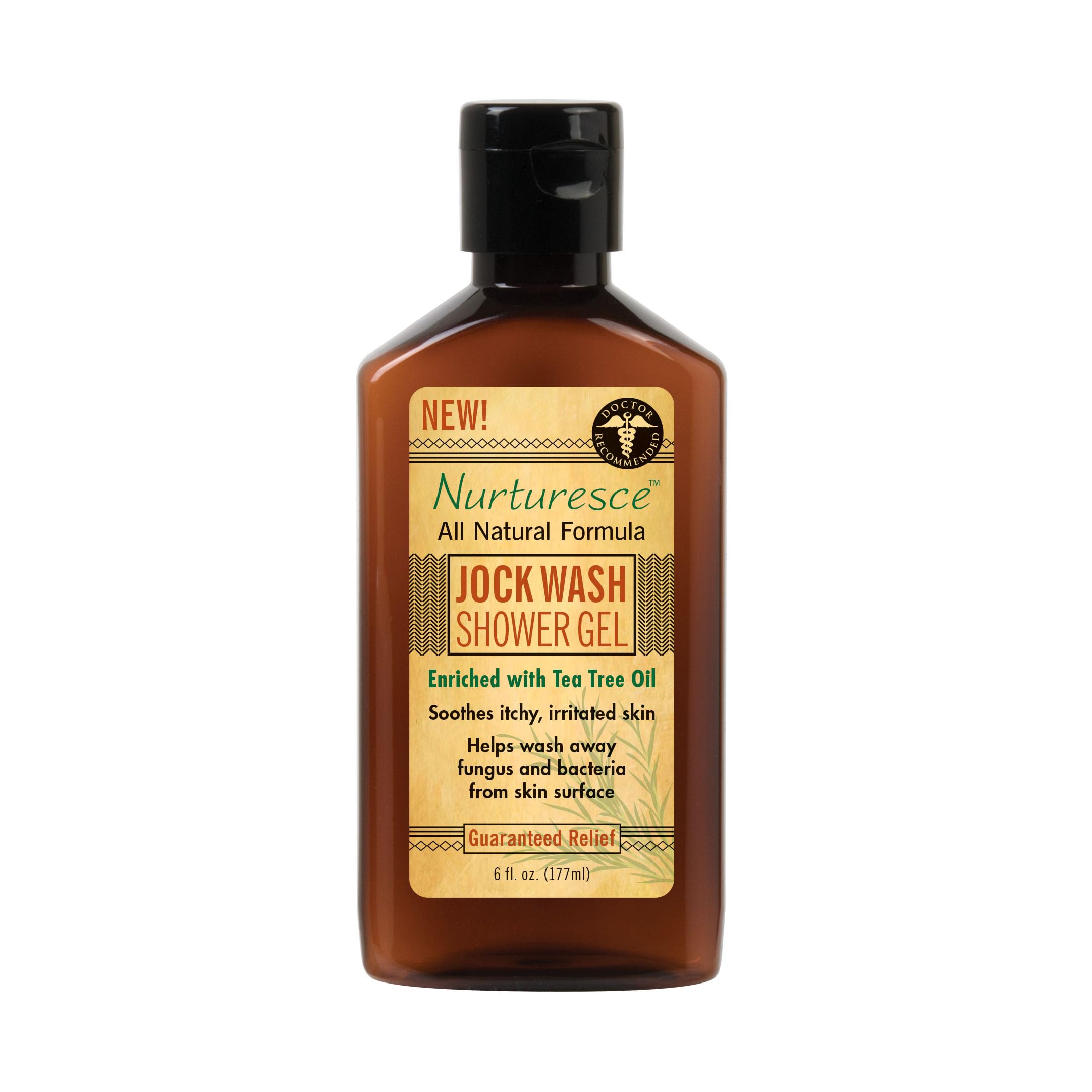 **PediFix Nurturesce Jock Wash Shower Gel - 6 oz Tea Tree Oil Body Wash for Men, Anti-Fungal & Itch Relief, Soothes Irritated Skin, Natural Ingredients (Packaging May Vary) - Ideal for Athletes & Active Lifestyles**