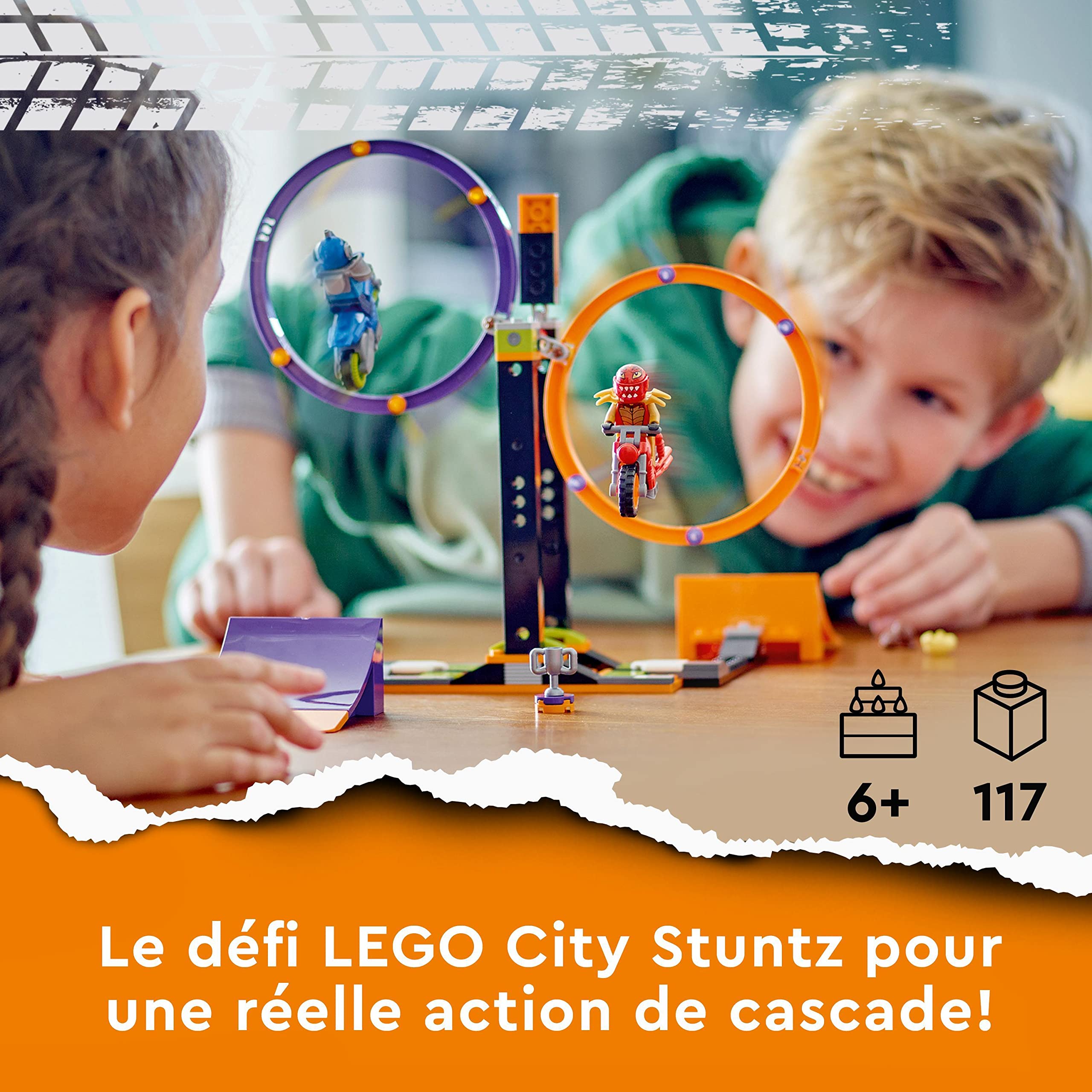 LEGO 60360 City Stuntz Bike Challenge: Rotating Circles Stunt Set with Motorcycle Toy for Kids Ages 6+, 1-2 Player Action Game - Perfect for Indoor Play, Birthday Gifts & Adventure-Themed Fun