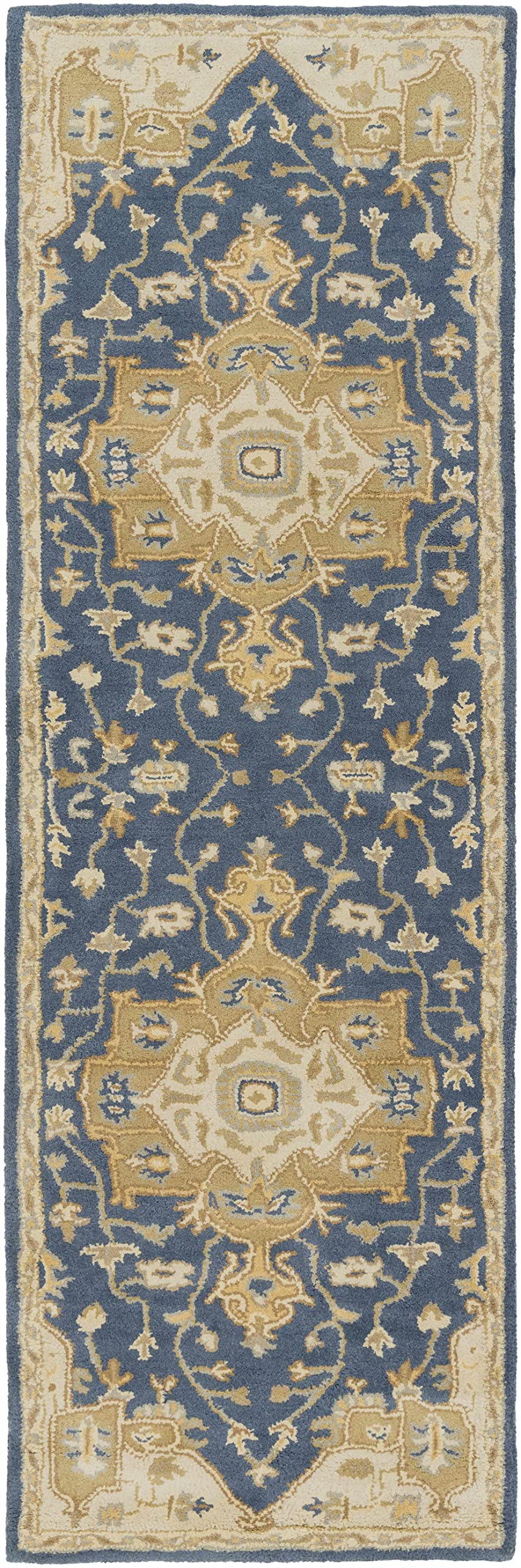 Premium Hauteloom Littleton Wool Area Rug 6' x 9' - Traditional Brown Blue Gray Handmade Rug for Living Room & Bedroom - Soft Durable Floor Covering for Home Decor, Cozy Comfort Underfoot