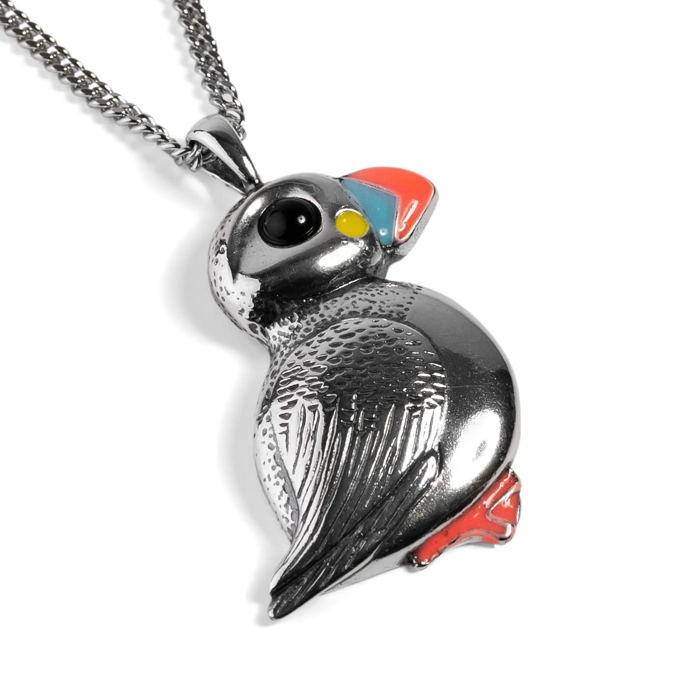 925 Sterling Silver Large Puffin Necklace - Elegant Bird Jewelry for Women | Nature Lover Gift for Her | Perfect for Beach Vacations, Birdwatching Trips & Outdoor Adventures