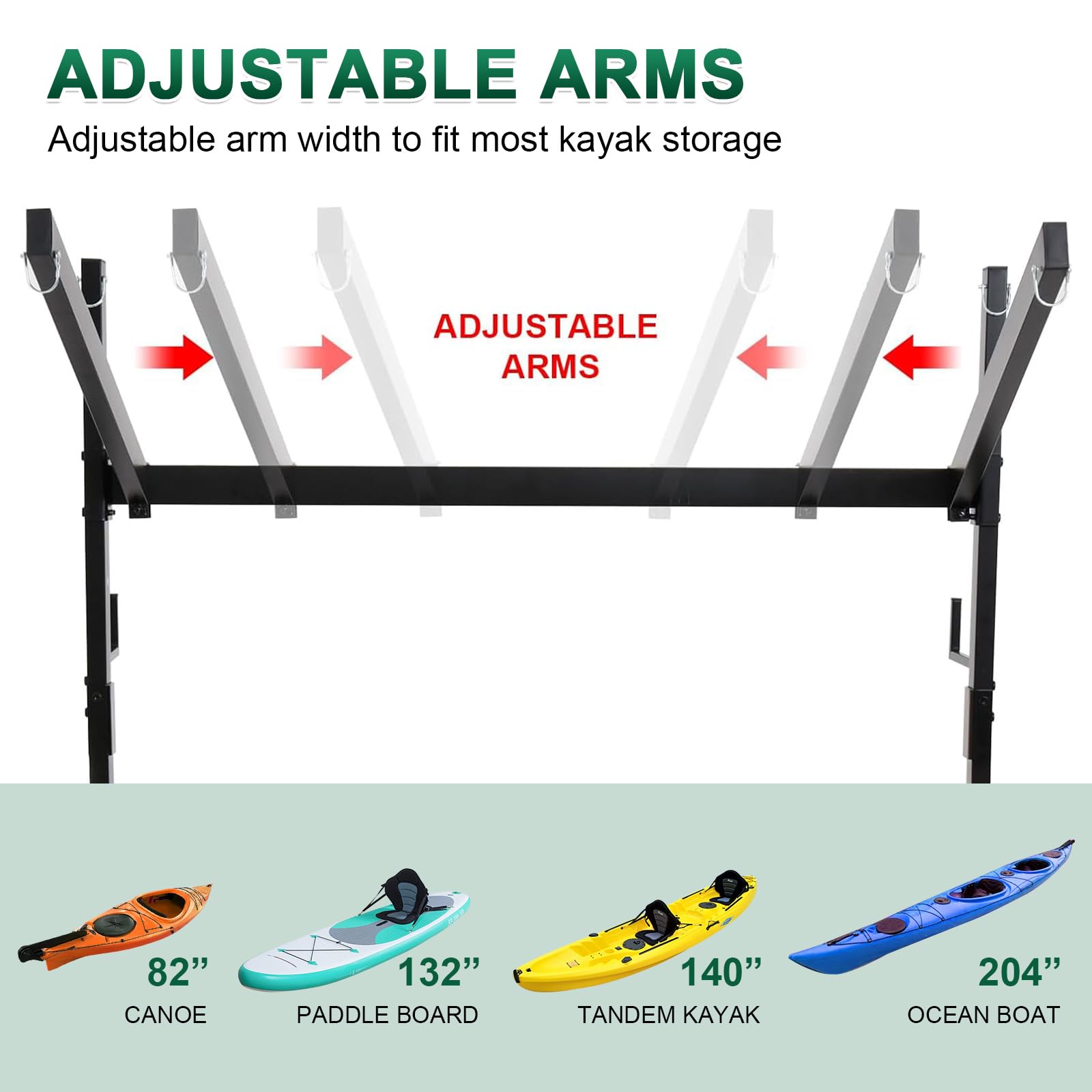 Heavy Duty Kayak Storage Rack with Lockable Wheels - Thickened 3 Kayak Canoe Paddleboard Stand for Indoor Outdoor Garage Shed Marina - Perfect for Secure Kayak Storage and Organization at Home or Dock