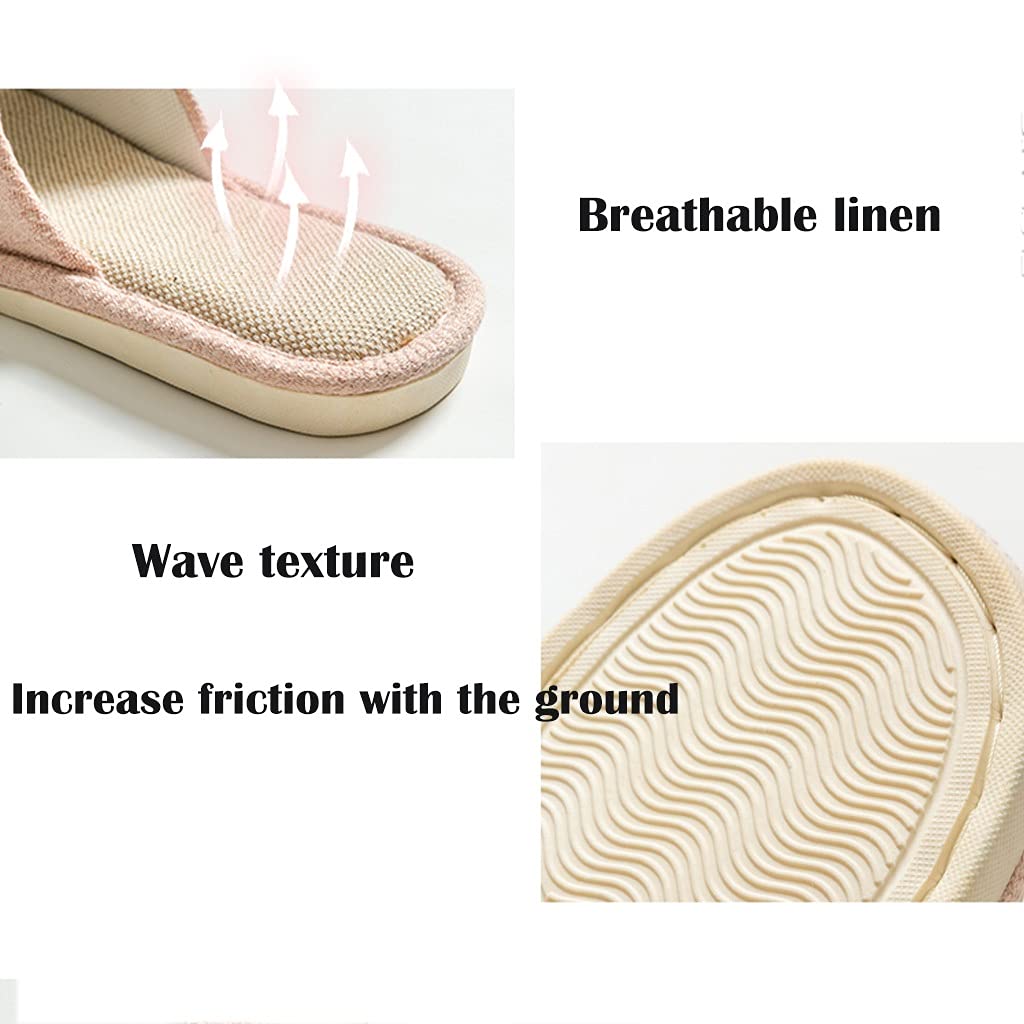 Comfortable Unisex Linen Slippers for Women & Men - Breathable Cotton Flax Indoor/Outdoor Open-Toe Sandals - Home Lounge, Spa, Backyard, Beach (Blue, Size EUR40-41)