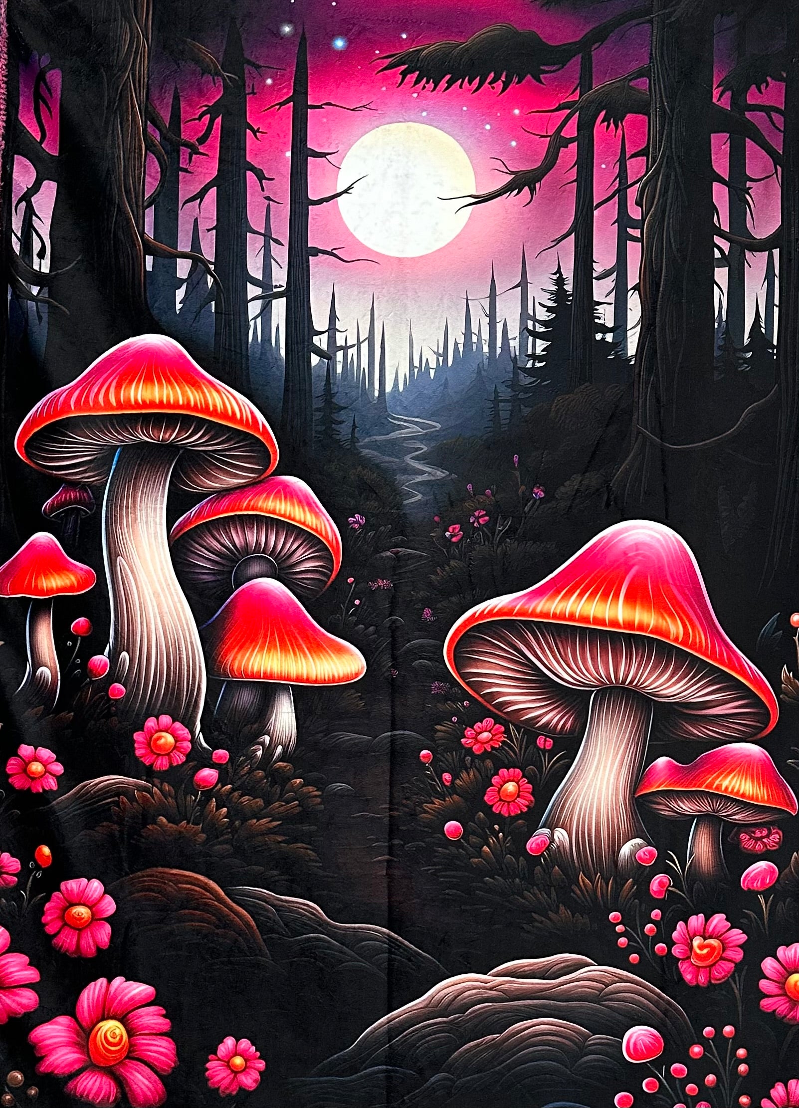 Azalea Luxe 41x60 Inch Psychedelic Mushroom Print Baby Blanket - Soft Toddler Travel Blanket, Crib Cover & Kids Bedding with 13x19 Inch Pillowcase for 12x18 Pillow | Nursery Decor, Daycare Nap Time, Stroller Cover & Cozy Bedtime