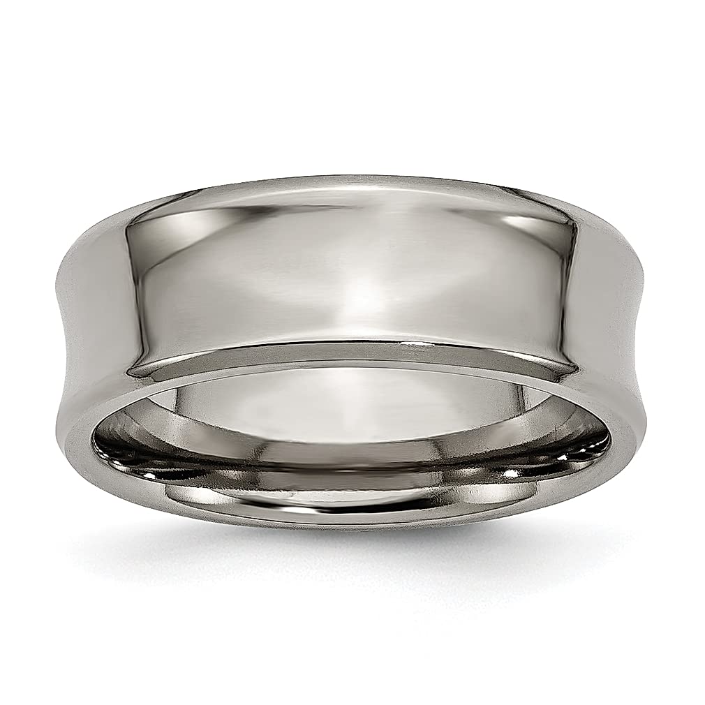 ICE CARATS Titanium 8mm Concave Beveled Edge Band Ring - Classic Wedding Jewelry for Men, Durable & Hypoallergenic - Perfect Gift for Dad, Husband & Groomsmen (Ideal for Weddings, Anniversaries & Everyday Wear)