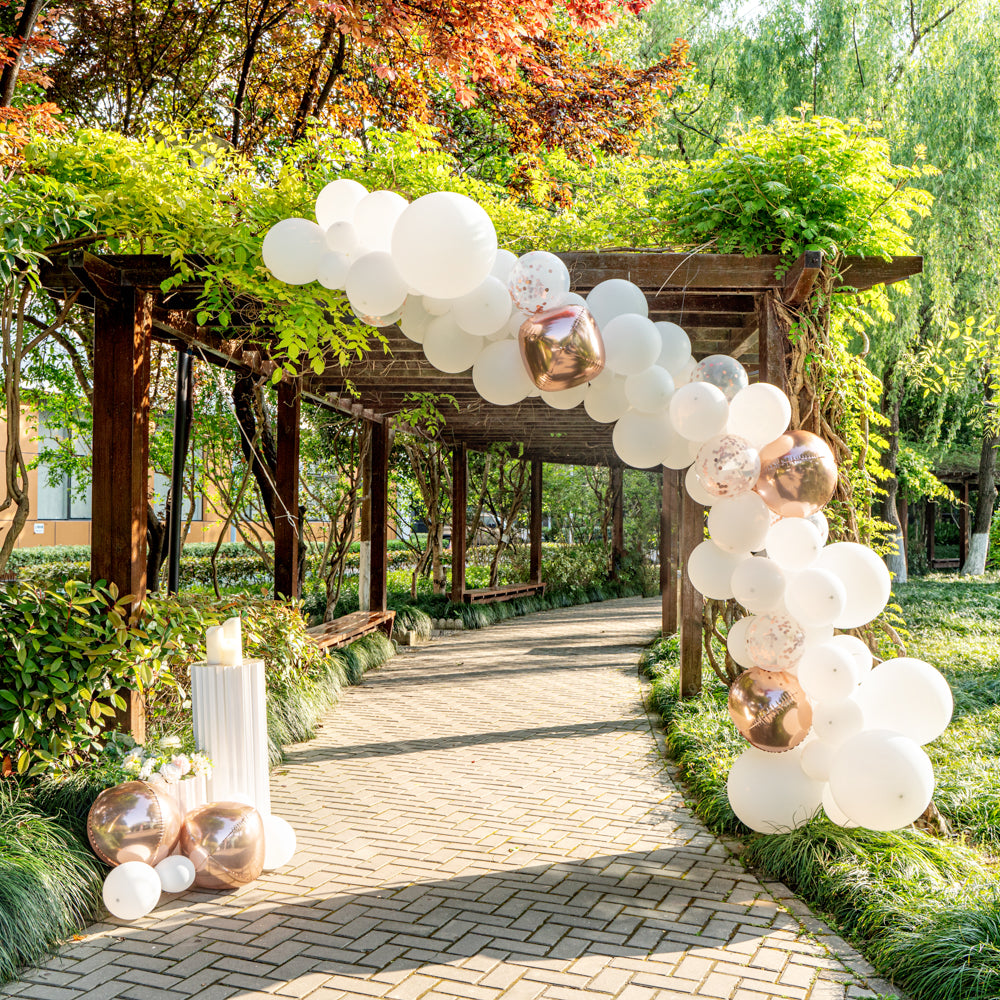 Balloonify White & Rose Gold Balloon Arch Garland Kit - 113 Pieces Party Decorations for Weddings, Birthdays, Baby Showers & Events