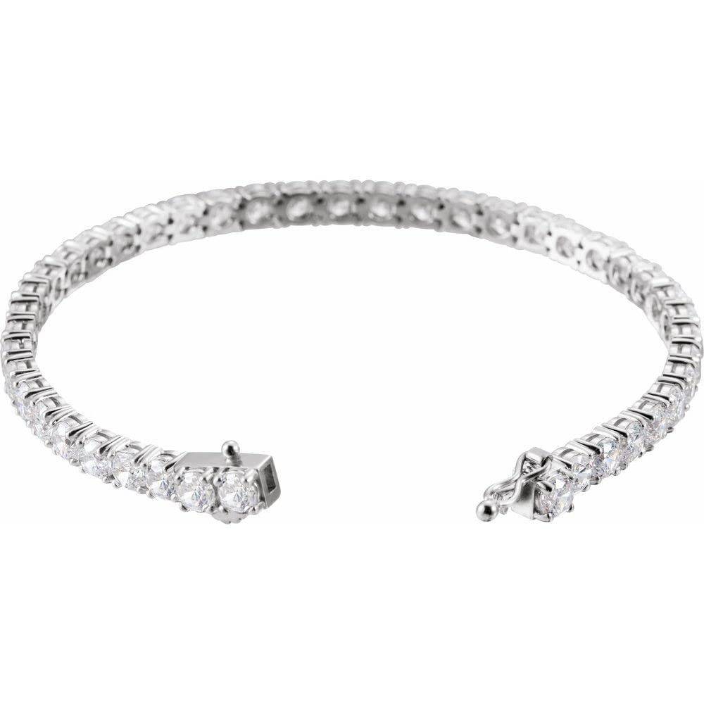 Sterling Silver 3mm Round Cubic Zirconia Bracelet for Women - Elegant Fine Jewelry Gift for Her, 7 Inch Adjustable - Perfect for Anniversary, Birthday & Special Occasions