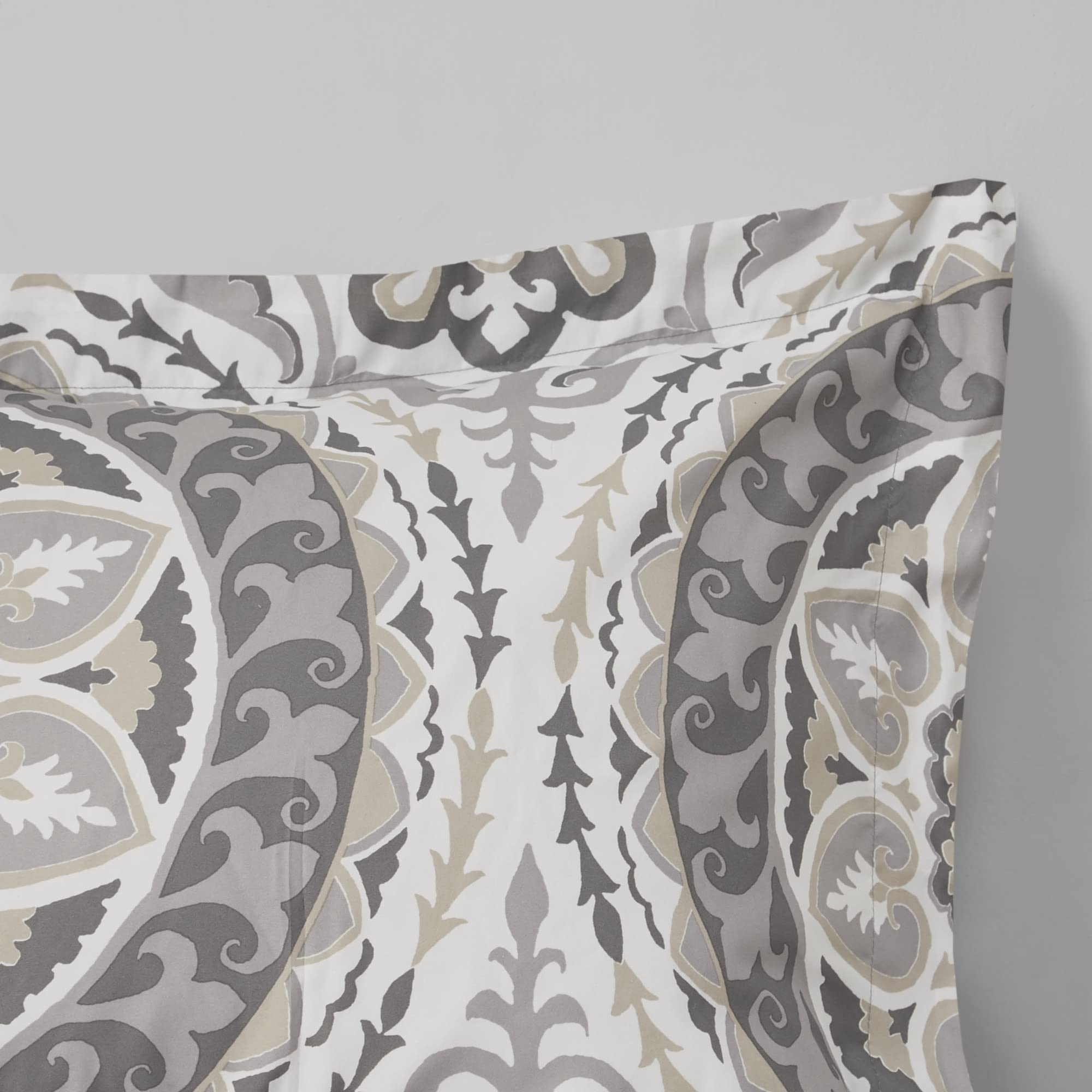 Madison Park Essentials Serenity 9-Piece Bed in a Bag Comforter Set - Medallion Damask Design, All-Season Cotton Bedding with Sheet Set & Bedskirt, Full Size (78