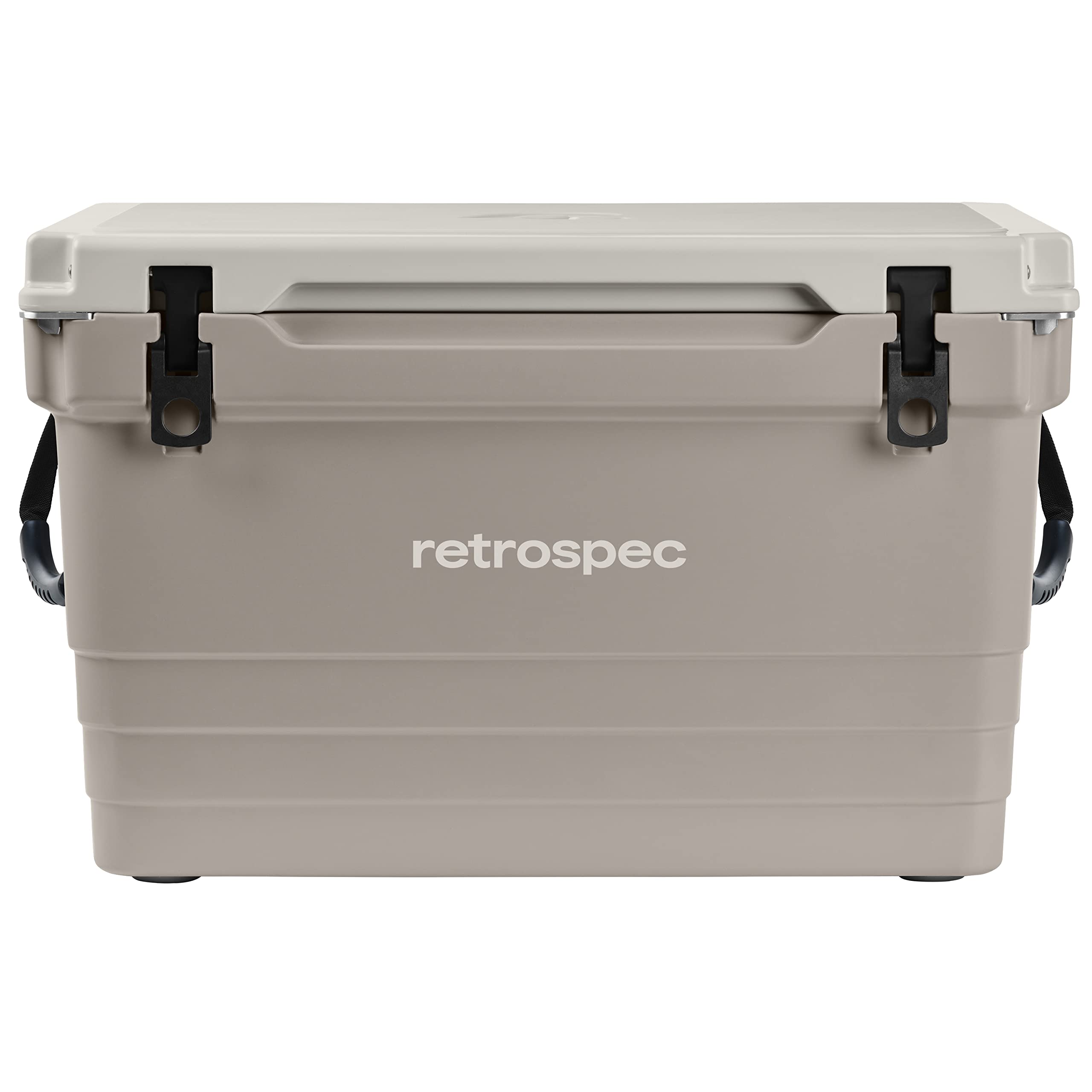 Retrospec Palisade 65 Qt Rotomolded Cooler - Heavy Duty Insulated Ice Chest with Built-in Bottle Opener, Tie-Down Slots & Dry Storage Basket - Perfect for Beach Trips, Camping, Tailgating & Outdoor Adventures - Dune Color