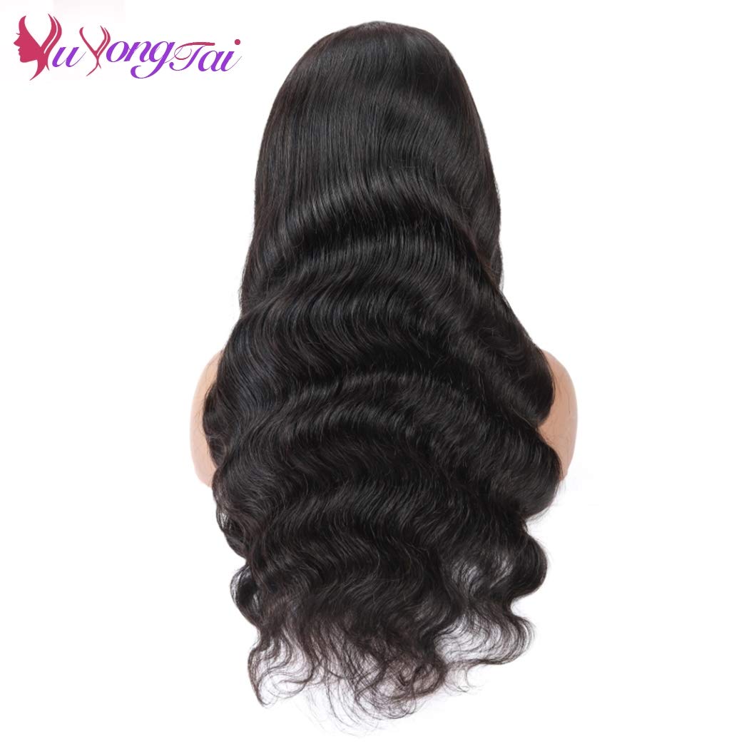 Brazilian Virgin Human Hair Body Wave Wigs with Bangs - Glueless Machine Made Lace Front Wigs for Black Women - 150% Density, 22 Inch Natural Color - Perfect for Daily Wear, Parties, and Special Occasions