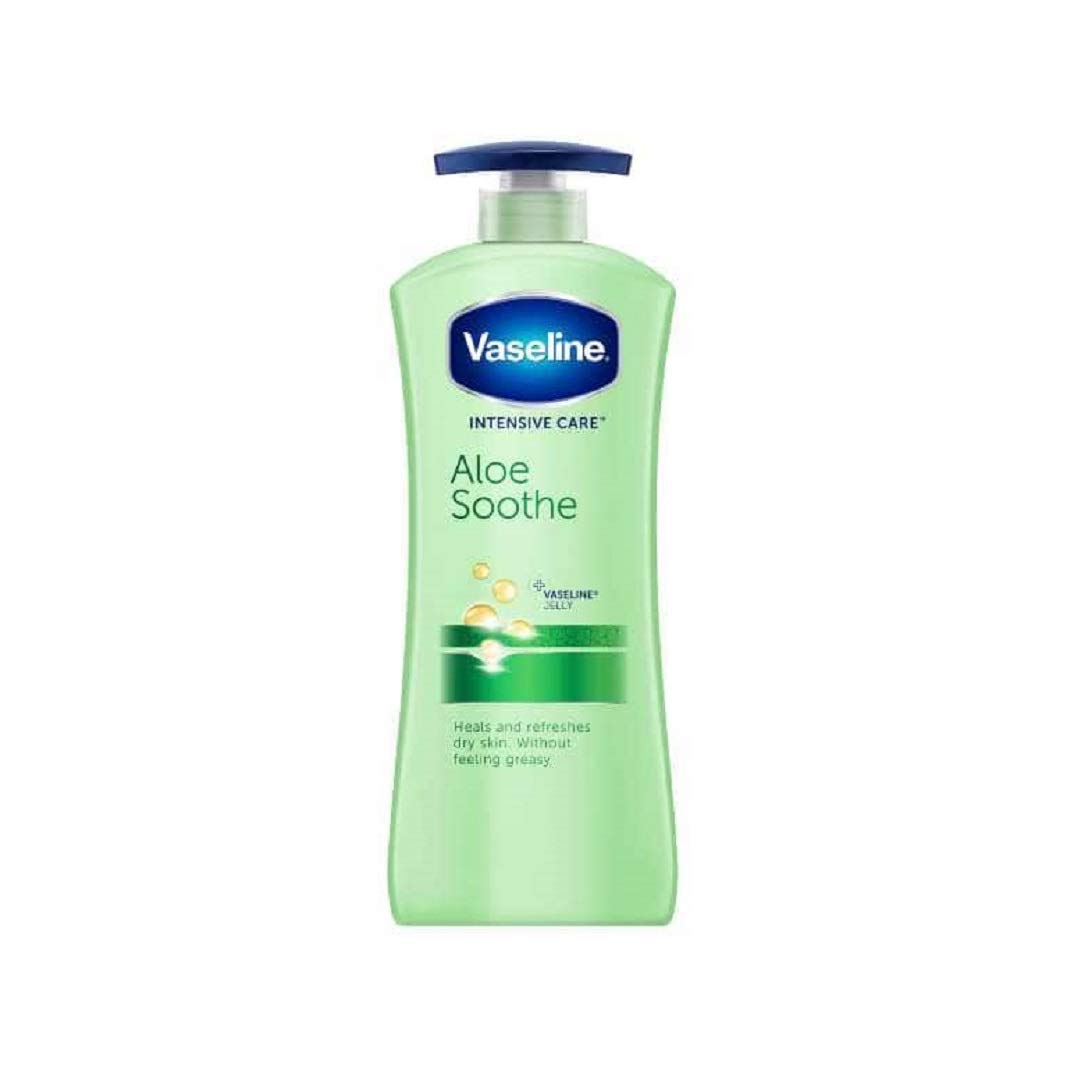 Vaseline Aloe Soothe Body Lotion 600ml - Deep Moisturizing & Hydrating for Dry Skin - Perfect for Daily Use, After Sun Care & Sensitive Skin Relief