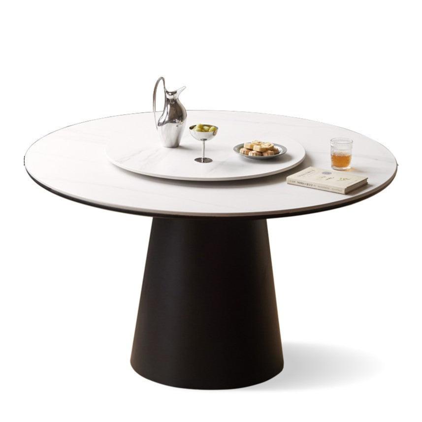 51.2x51.2x29.9 inch / 130x130x75.4 cm / Smoked  color top white color / rock board round table + 0.7m rock board turntable