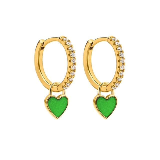 Colorful Enamel Heart Charm Drop Earrings for Women - Dainty Valentine's Day Gift, Date Night Jewelry, Bridesmaid Accessories