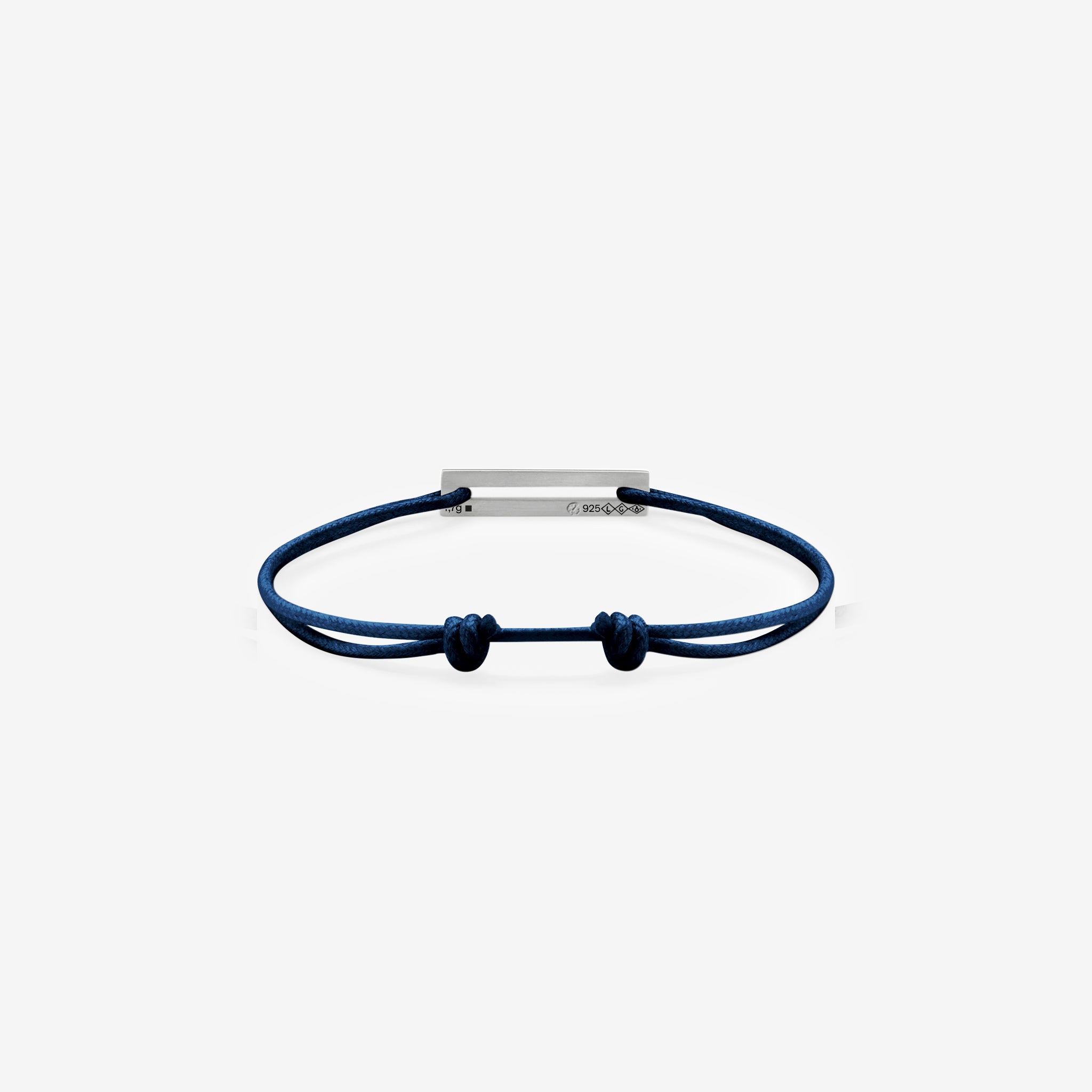 1.7g Polished Sterling Silver & Navy Polyester Cord Bracelet for Women - Elegant Adjustable Wrist Jewelry for Daily Wear, Gifts and Special Occasions