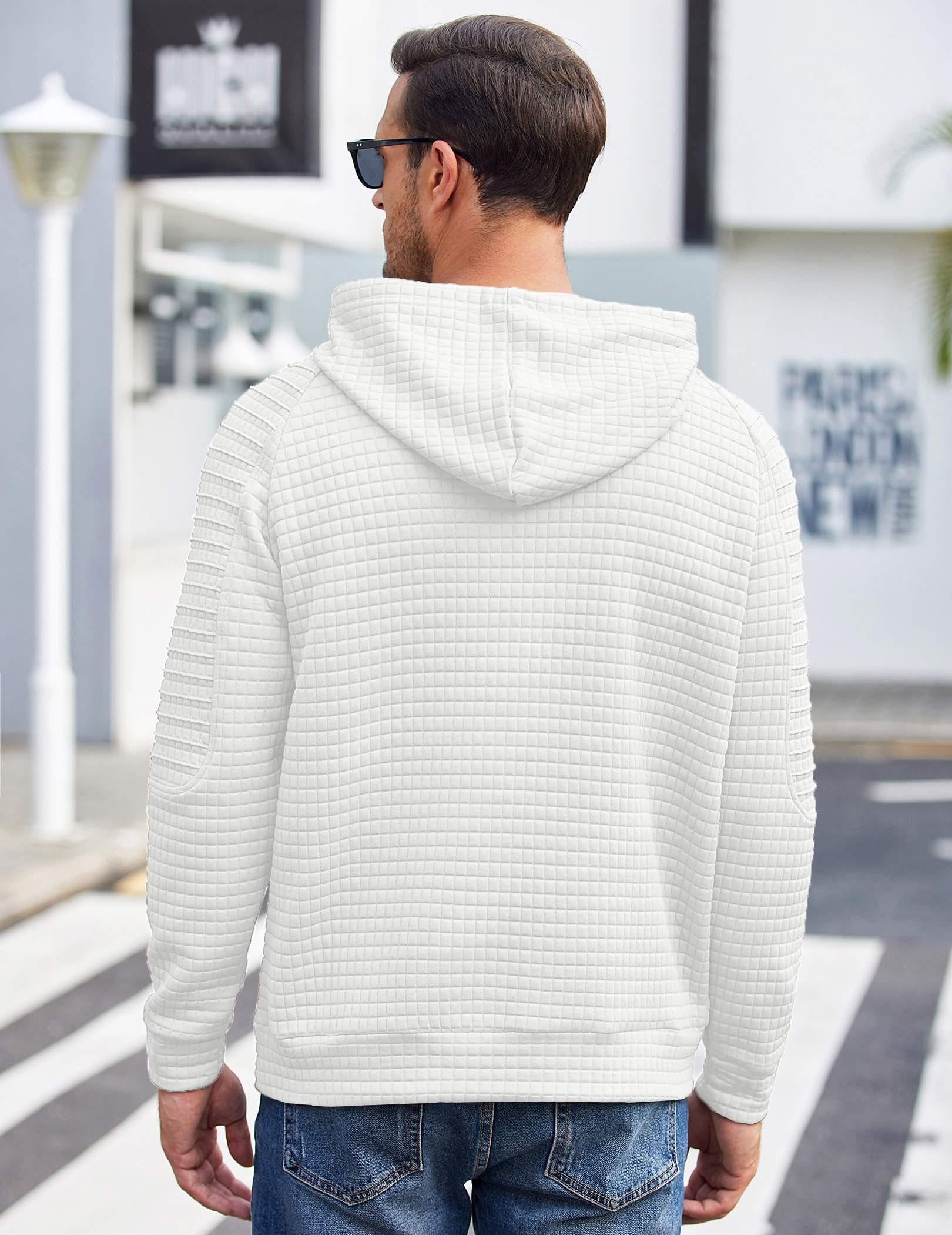 COOFANDY Men's Casual Long Sleeve Hooded Sweatshirt with Kangaroo Pocket | Waffle Knit Pullover Hoodie for Everyday Wear | Perfect for Outdoor Activities, Lounging & Street Style Fashion