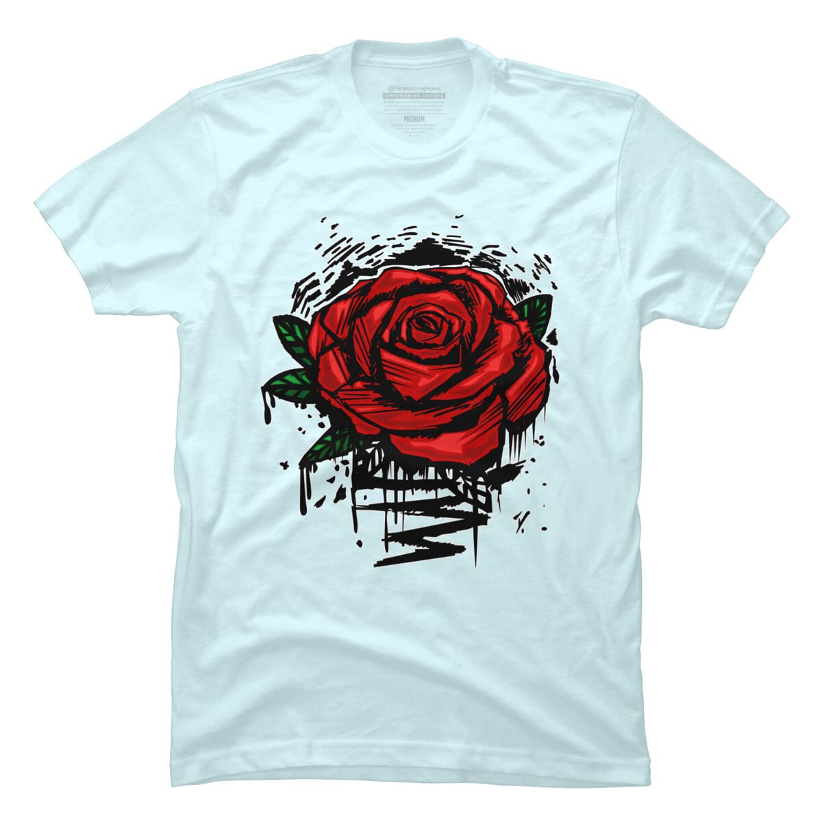 Design By Humans Men's Rugged Rose Graphic T-Shirt by Adamzworld - Soft Cotton Tee for Casual Wear & Street Style Outfits