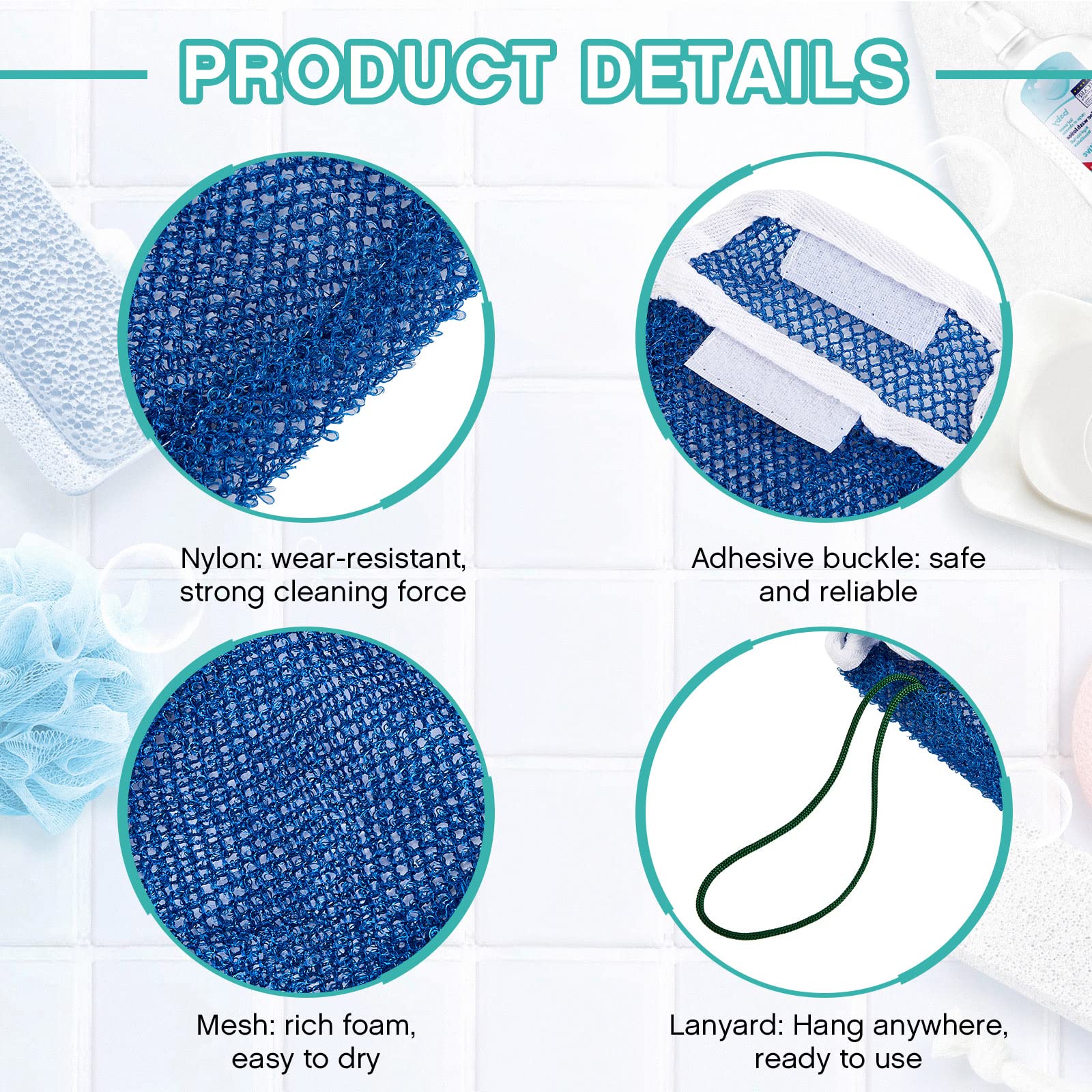 8-Piece Soap Saver Pouch Set - Exfoliating Loofah Scrubber & Soap Holder with Rope - Reusable Wash Bag for Bar Soap - Bath, Shower, Travel & Hand Washing - 8 Color Options for Women & Men