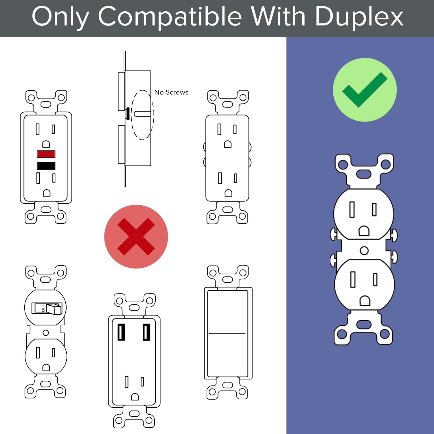 SnapPower 2 Pack GuideLight 2 LED Night Light Wall Plate for Duplex Outlets - Auto On/Off Sensor, Black - Replace Plug-in Night Lights - Perfect for Hallways, Bedrooms & Bathrooms