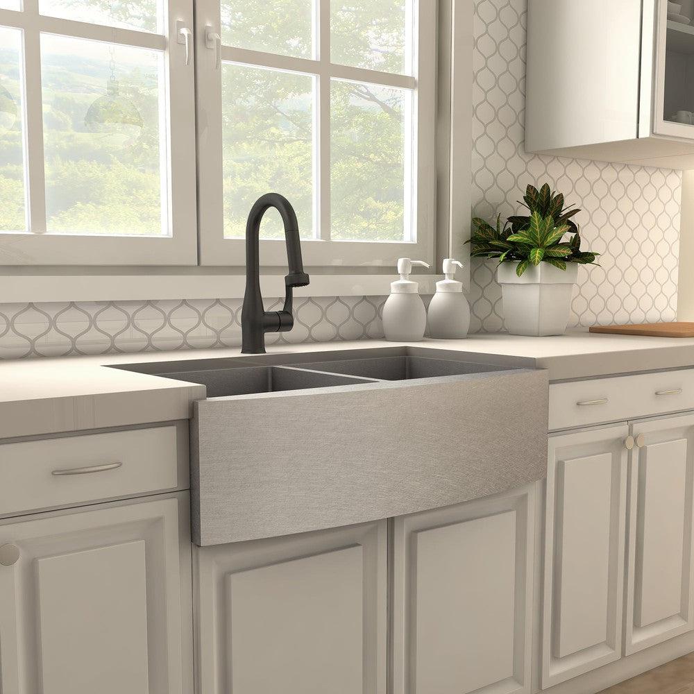 ZLINE Dali Matte Black Pull Down Single Handle Kitchen Faucet - Modern ADA Compliant Design for Sink, Dishwashing & Food Prep (DAL KF MB)
