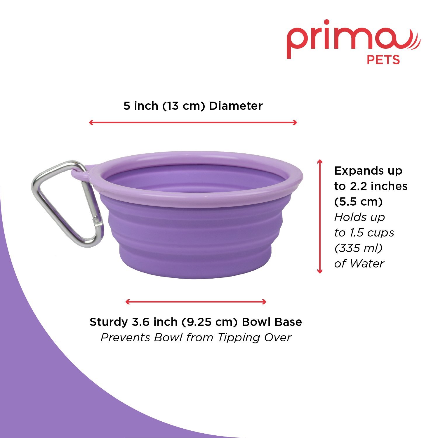 Foldable Travel Dog & Cat Bowl - Collapsible Silicone Food & Water Dish with Clip for Pets, Portable Small (1.5 Cups) - Perfect for Hiking, Camping & Road Trips