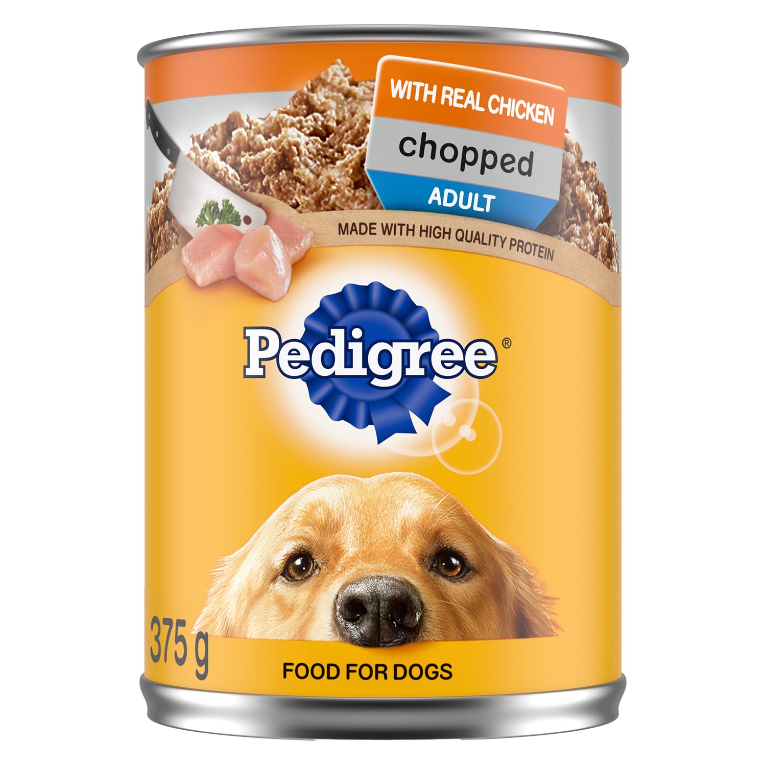 PEDIGREE CHOPPED Adult Wet Dog Food - Chicken Flavor, 375g Can (12 Pack) | High Protein Meal for Dogs | Perfect for Daily Feeding & Training Treats