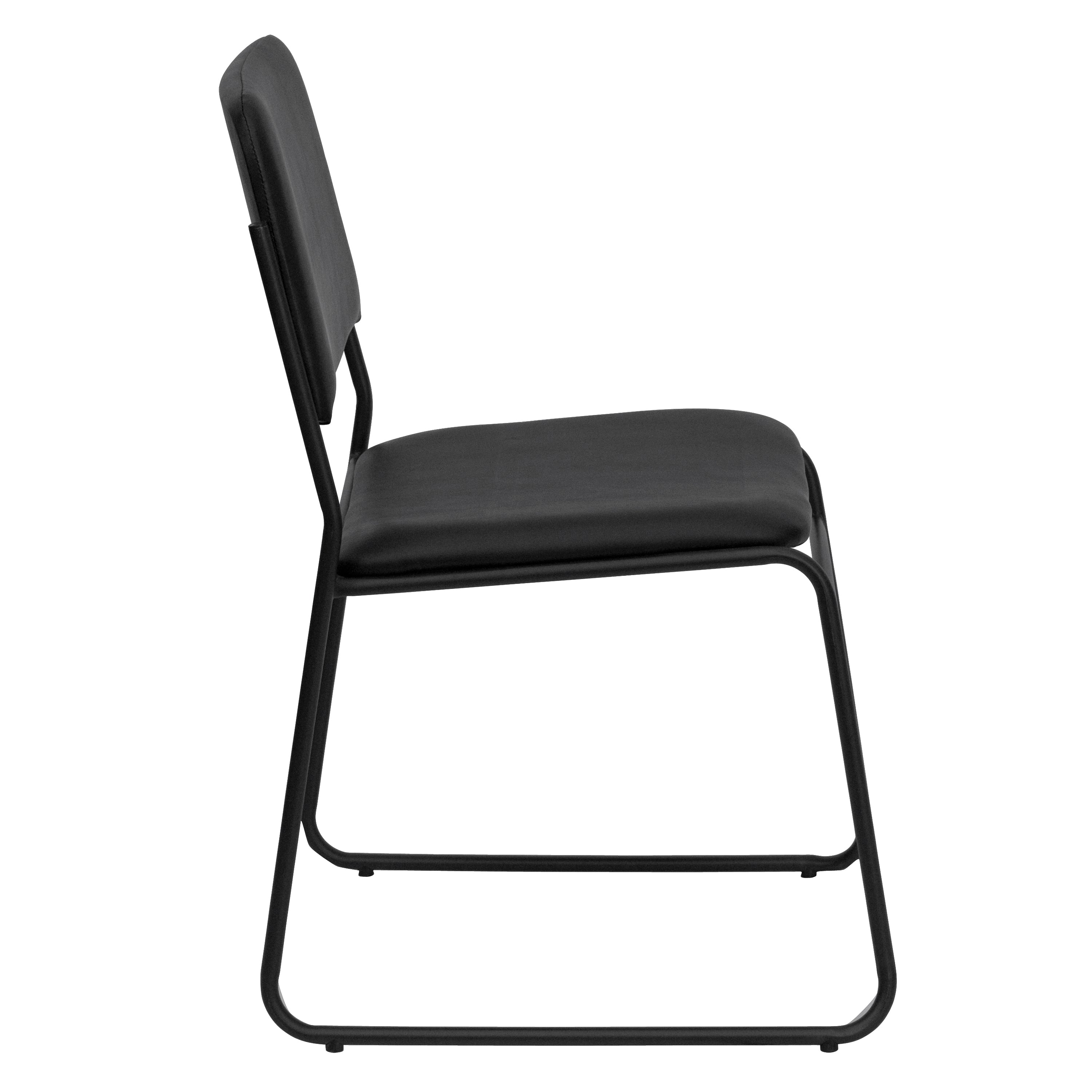 FLASH HERCULES Series 500 lb Capacity Heavy Duty Stacking Chairs - Commercial Grade Black Vinyl Sled Base Chairs for Restaurants, Events & Office Use