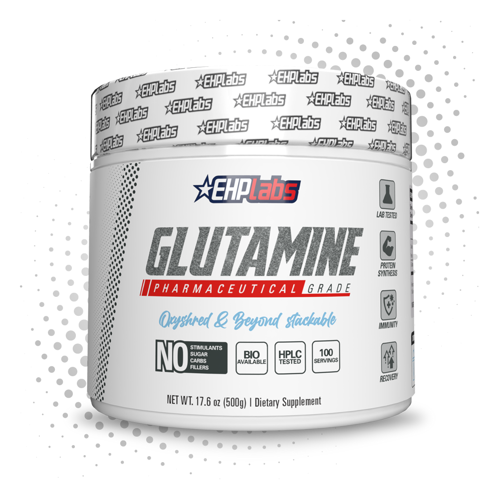 EHP Labs Glutamine Powder 500g (100 Servings) - Unflavored Muscle Recovery Supplement for Athletes & Fitness Enthusiasts - Post-Workout & Training Support