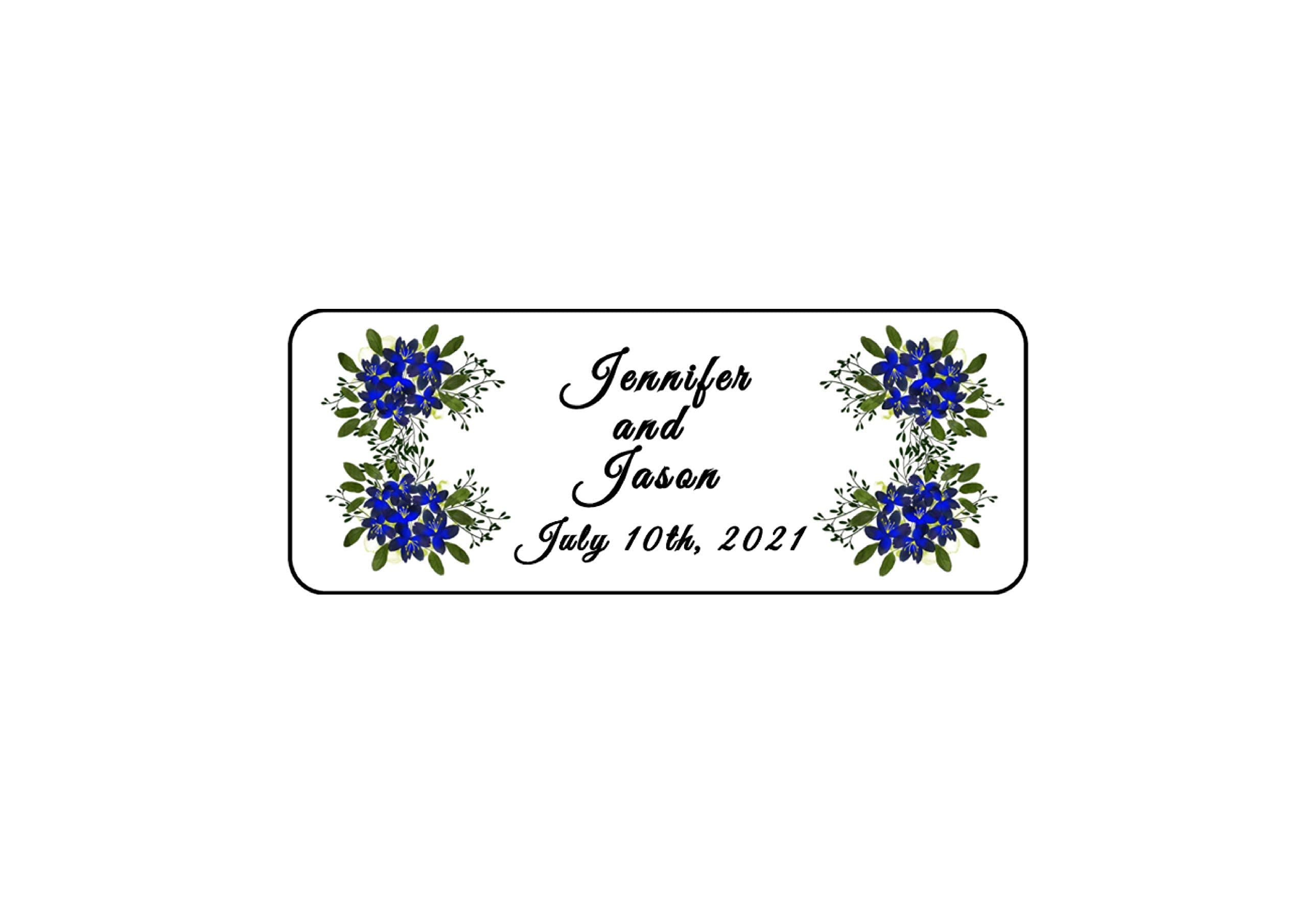 40 Pack Wedding Bubble Labels - Personalized Blue Floral Stickers for Wedding Favors, Bridal Shower, Baby Shower & Party Decorations