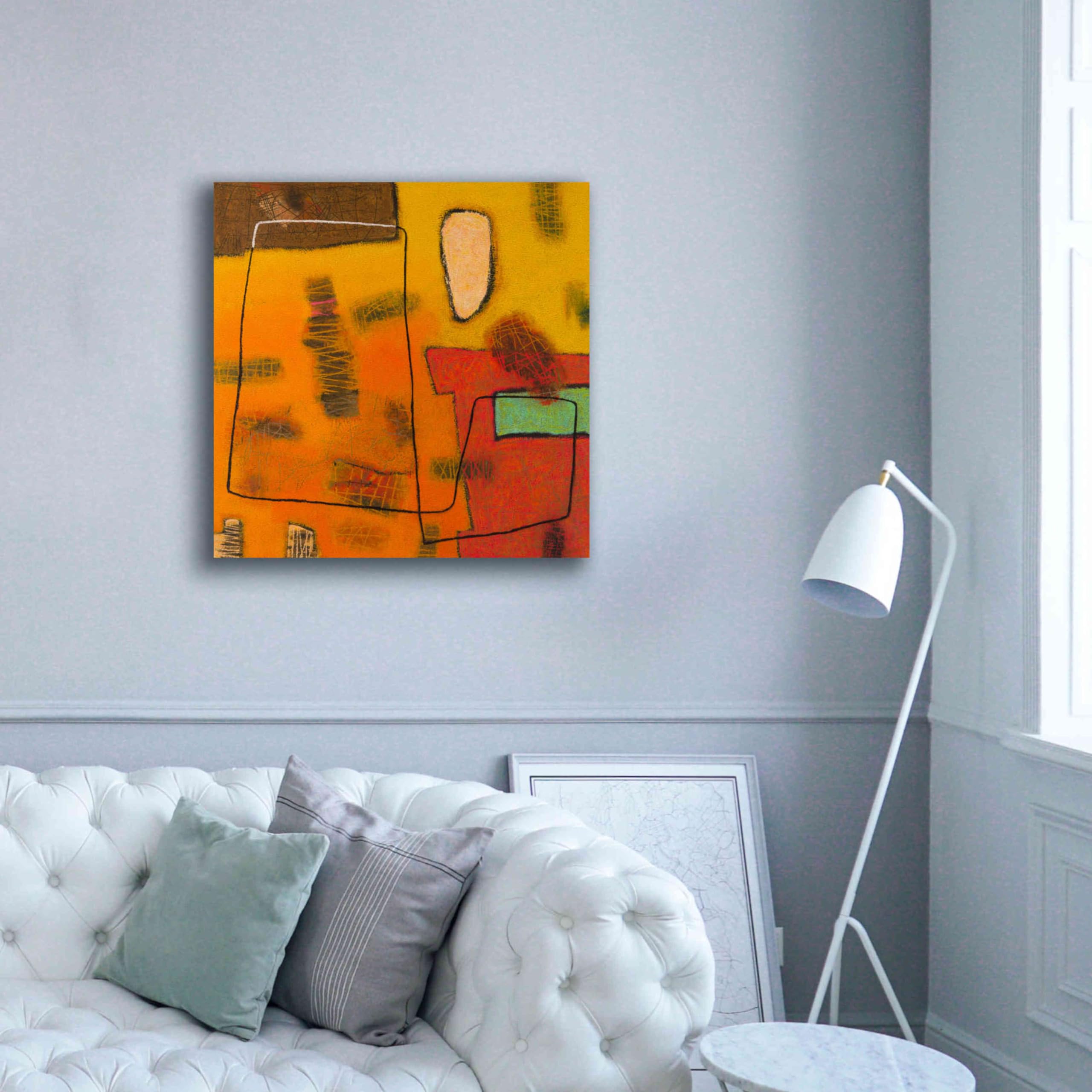 Epic Graffiti 'Conversations in the Abstract 31' by Downs - 37x37 Inch Giclee Canvas Wall Art Print - Modern Abstract Graffiti Painting for Living Room, Bedroom & Office Decor
