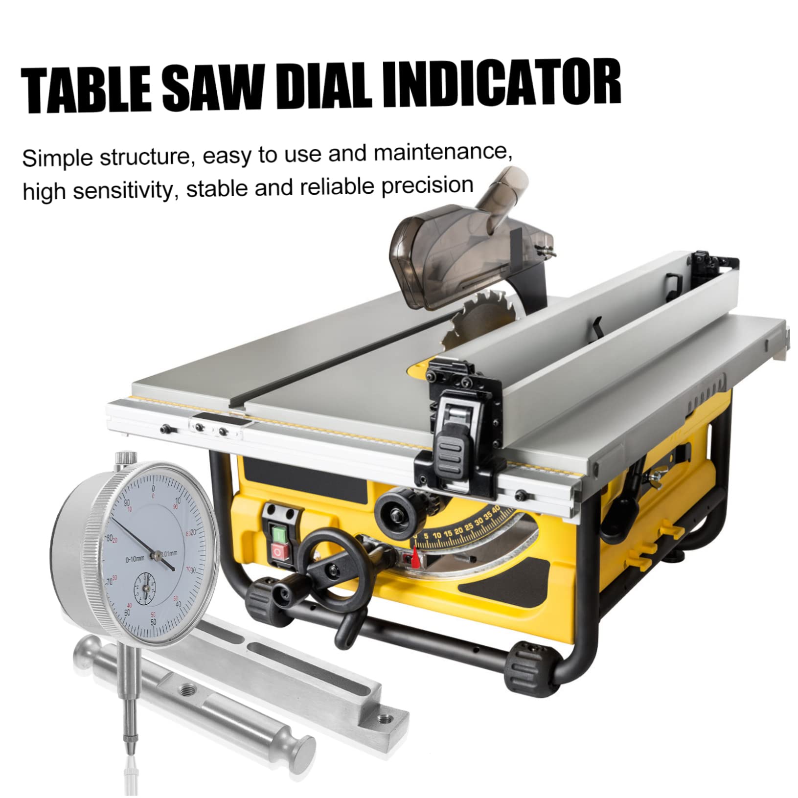 Precision Saw Gauge Table Saw Alignment Tool with Dial Indicator - Stainless Steel Fence System for Accurate Table Saw Miter Gauge & Sled Alignment | Perfect for Woodworking, Cabinet Making, and DIY Projects