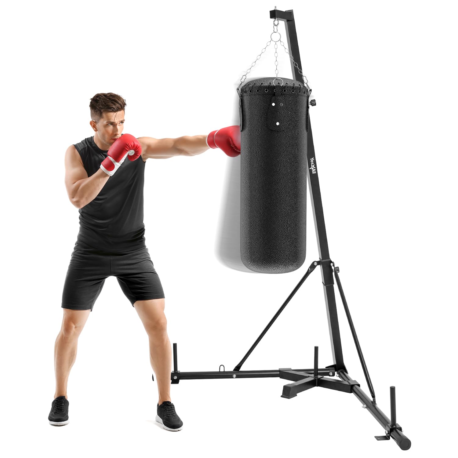 Yes4All 150lbs Portable Heavy Bag Stand - Foldable Boxing Bag Stand with Lock Pins & Adjustable Height for Home Gym, MMA Training, Kickboxing Workouts