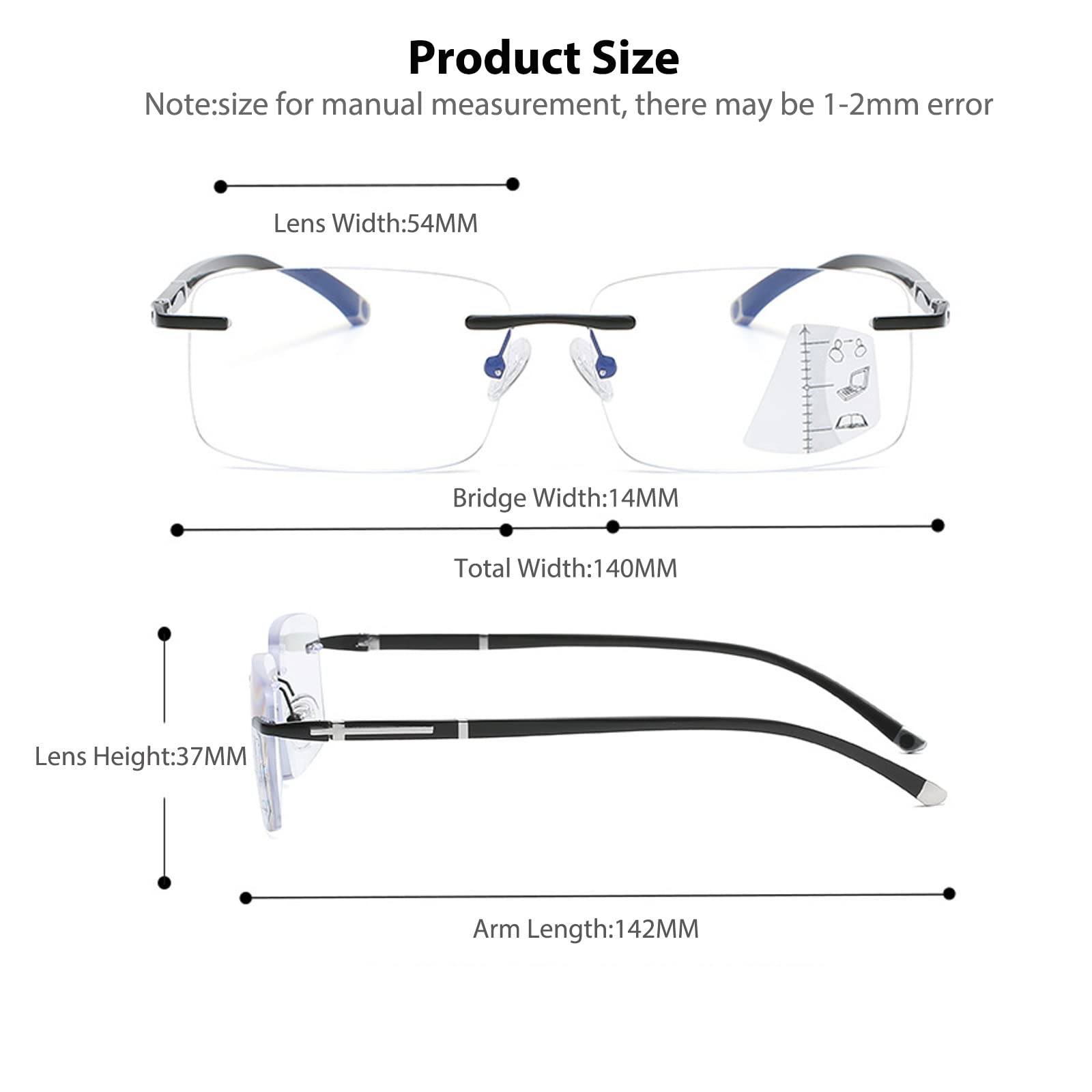 Photochromic Progressive Reading Glasses - Blue Light Blocking & Transition Sunglasses for Work & Outdoor