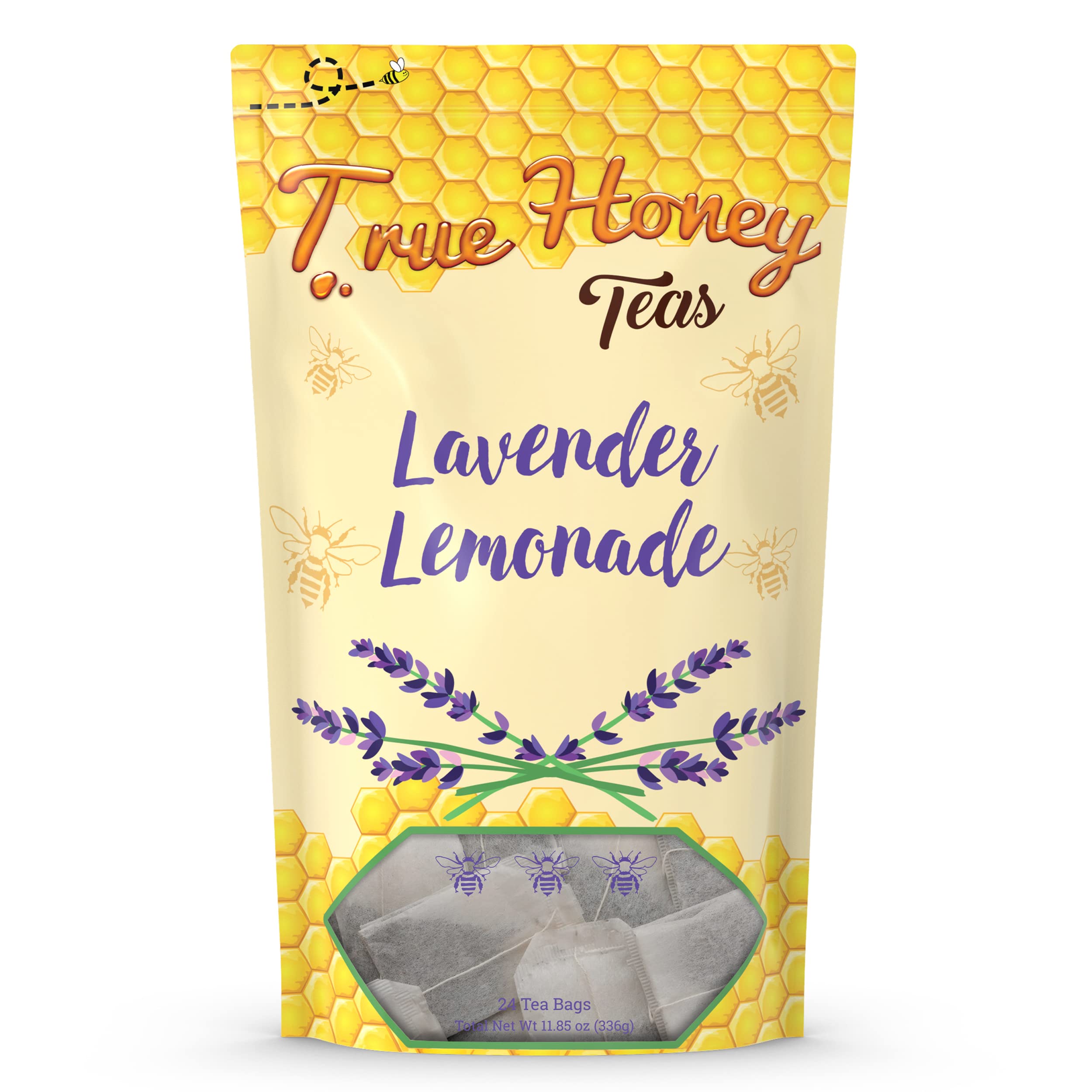 Organic Lavender Lemonade Tea Bags - Caffeine-Free Herbal Tea for Sleep & Stress Relief - 24 Count - Perfect for Relaxation & Nighttime
