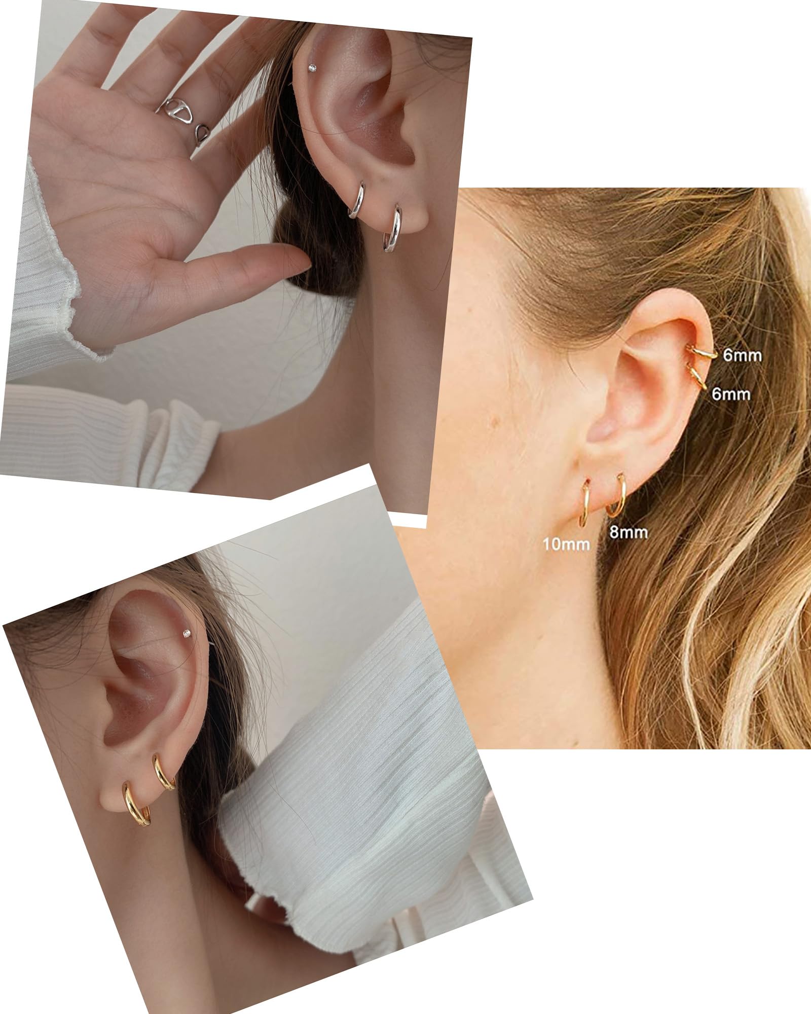 Hypoallergenic 316L Surgical Stainless Steel Huggie Hoop Earrings - 6mm to 14mm Sizes for Cartilage, Helix & Lobes - Hinged Sleeper Earrings for Men & Women - Perfect for Daily Wear, Work & Special Occasions