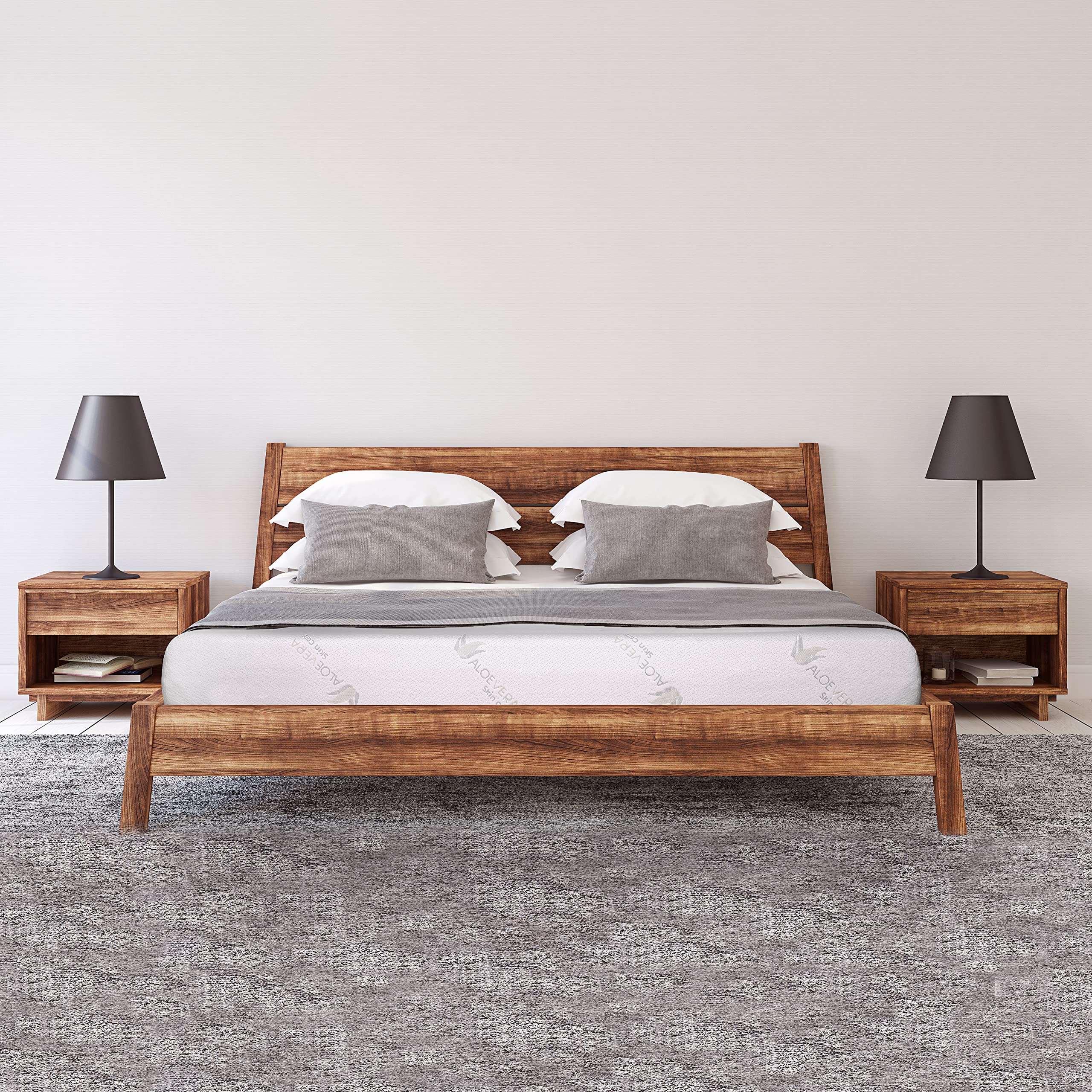 AC Pacific Aloe Vera Memory Foam Mattress - King Size, White | Luxury Soft Bedroom Mattress with Aloe Extract Infused Fabric Cover | Perfect for Allergy Relief & Pressure Point Support