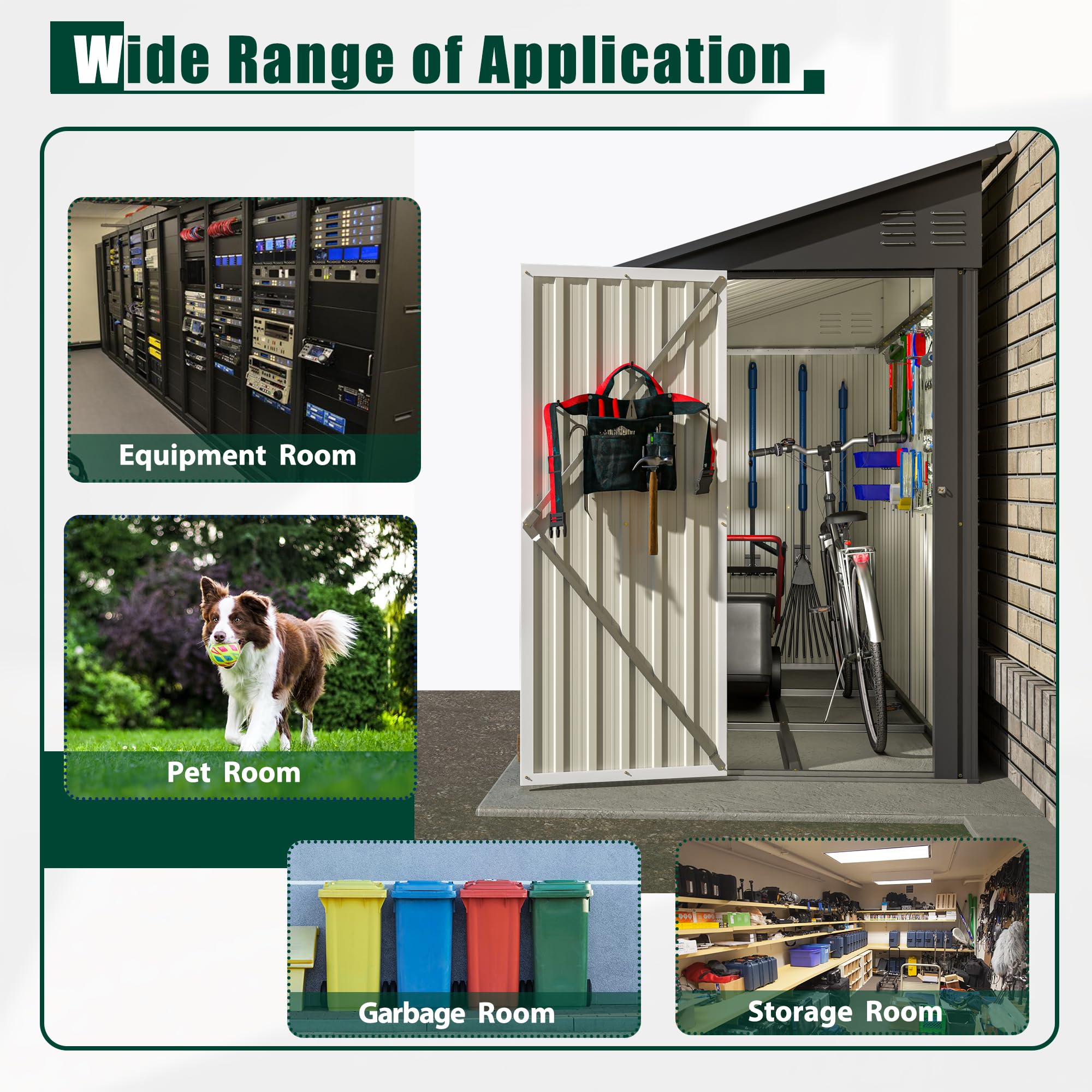 4x8 FT Heavy Duty Metal Outdoor Storage Shed with Foundation - Lockable Door & Air Vents - All Weather Waterproof Garden Tool Shed for Backyard, Patio, Lawn - Perfect for Storing Lawn Mowers, Gardening Tools & Outdoor Equipment (Black)