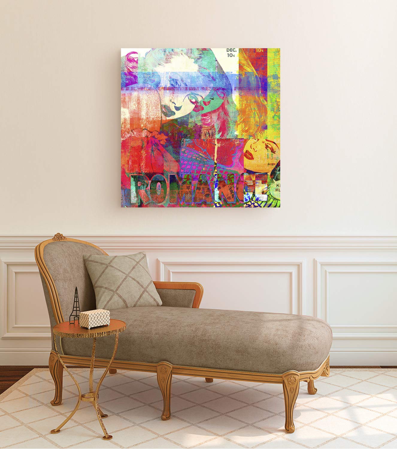 Eric Chestier True Romance Modern Pop Art Canvas Print - 90x90 cm Wall Decor for Living Room, Bedroom & Office - Vibrant Artwork for Home & Gifts