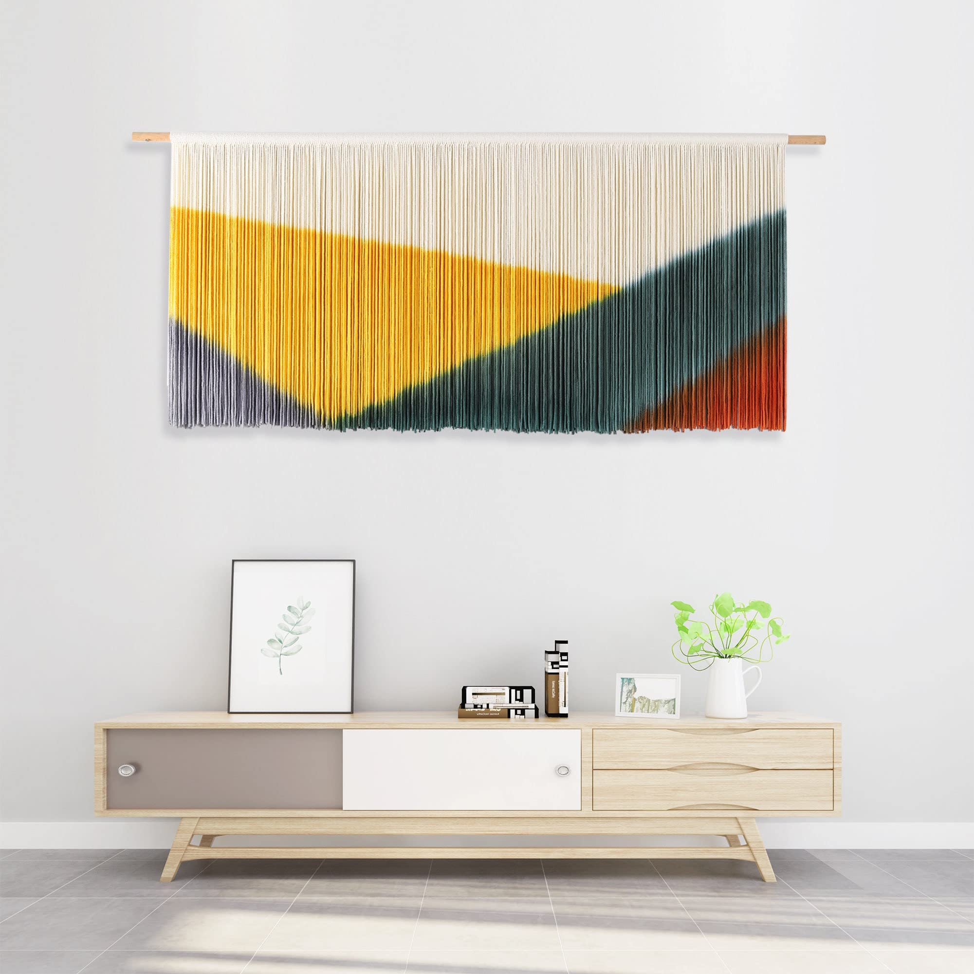 Handmade AURTEM Tie-Dyed Macrame Wall Hanging - Boho Chic Woven Yarn Tapestry for Home Decor | Perfect for Living Room, Bedroom & Nursery Wall Art | Bohemian Style Interior Design Accent