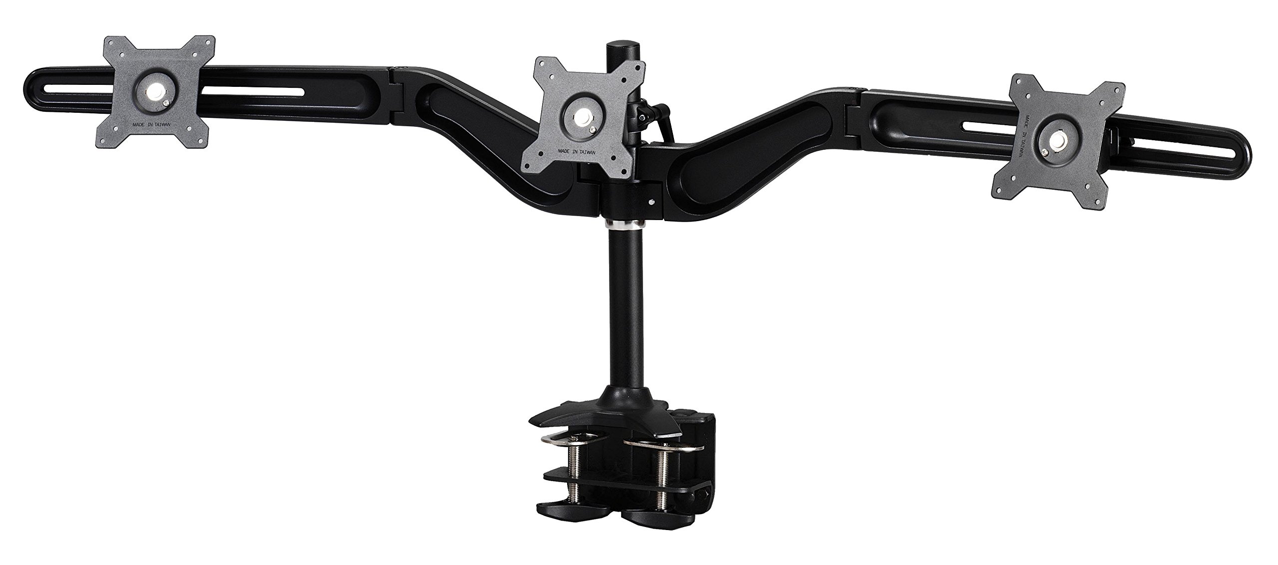 Amer Networks AMR3C Triple Monitor Stand - Heavy Duty Desk Clamp Mount for 13-32 Inch Screens | Perfect for Home Office, Gaming & Workstation Setups