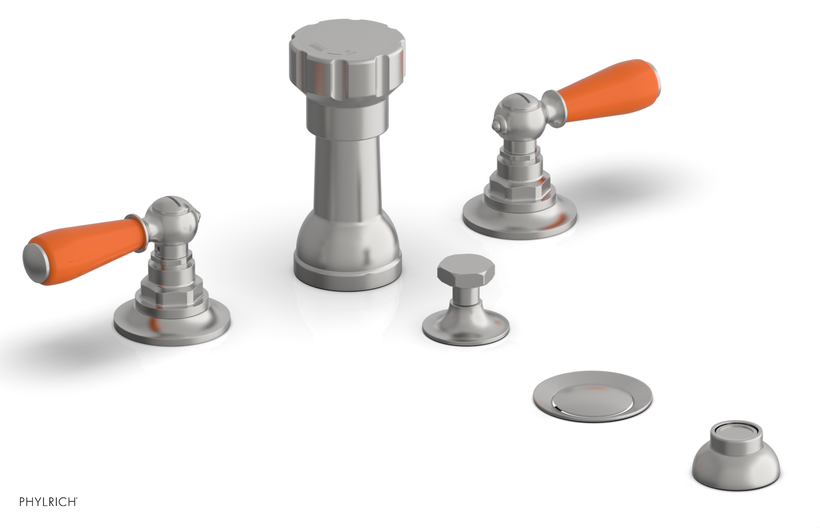 Jamestown 4-Hole Bidet Faucet Set with Lever Handles & Orange Accents - 165 61 - Perfect for Modern Bathroom Upgrades & Hygienic Living