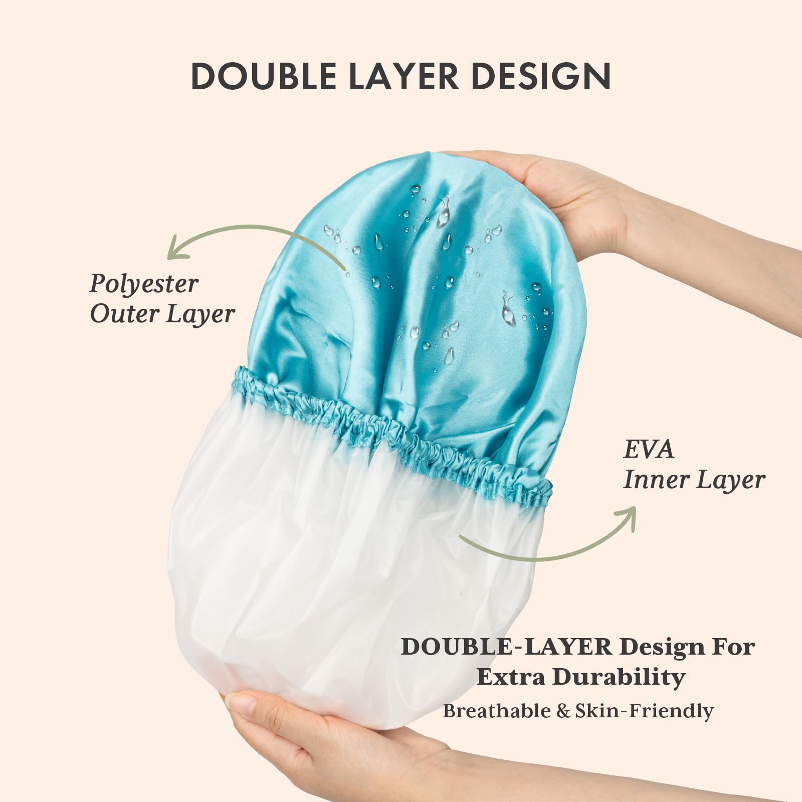 AmazerBath 4-Pack Waterproof Shower Caps for Women - Reusable Large Size EVA Bathing Hair Protection with Double Layer Design | Perfect for Swimming, Spa, Travel & Daily Hair Care