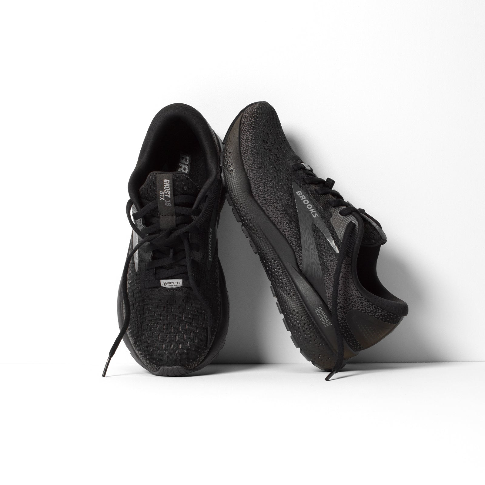 Brooks Ghost 16 GTX Waterproof Running Shoes for Men - Black/Black/Ebony | Trail & Road Running, Hiking, Outdoor Training