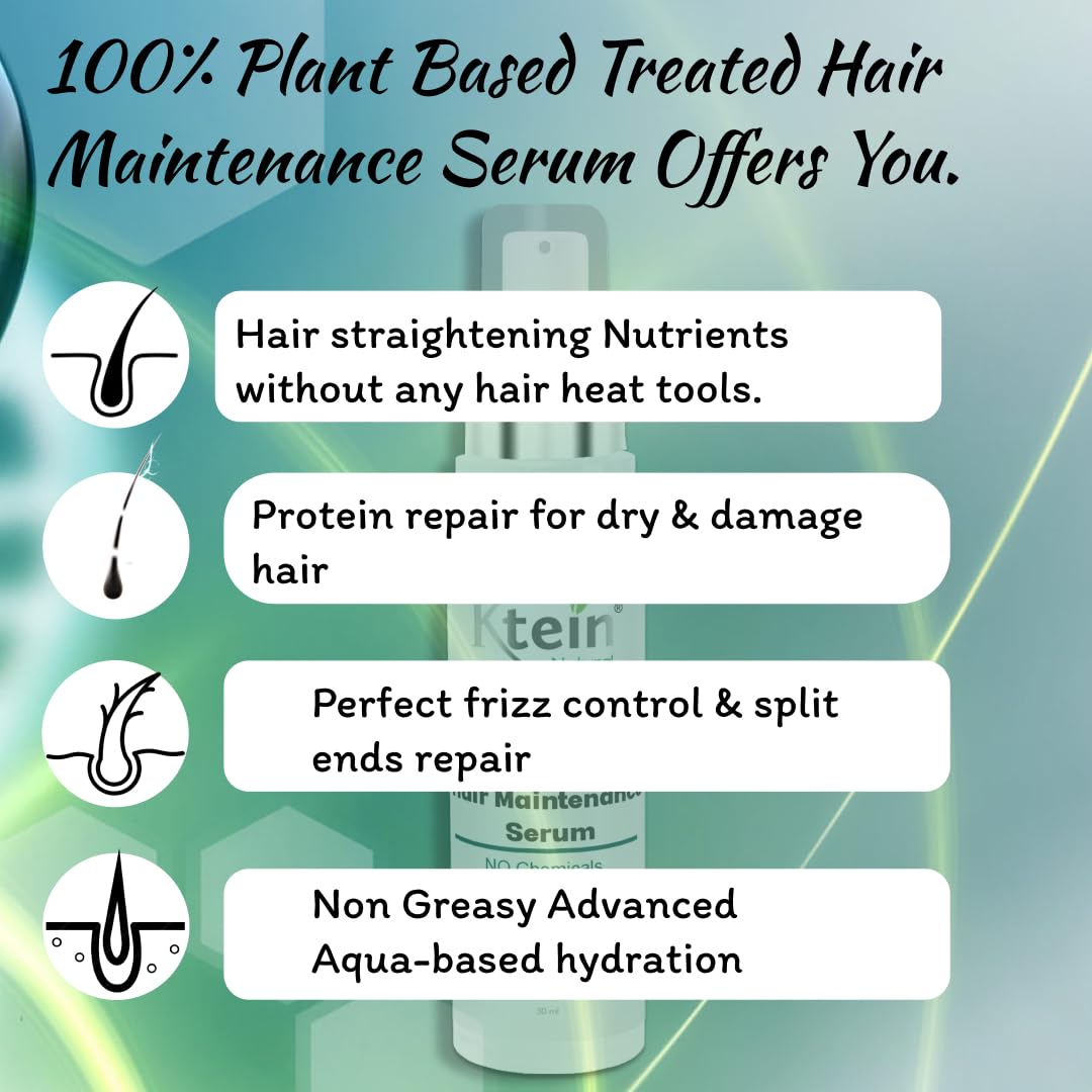 Ktein 100% Plant-Based Hair Growth Serum for Thicker, Stronger Hair - Vegan & Cruelty-Free Hair Treatment for Damaged Hair Repair & Scalp Nourishment - Perfect for Daily Use at Home or Salon