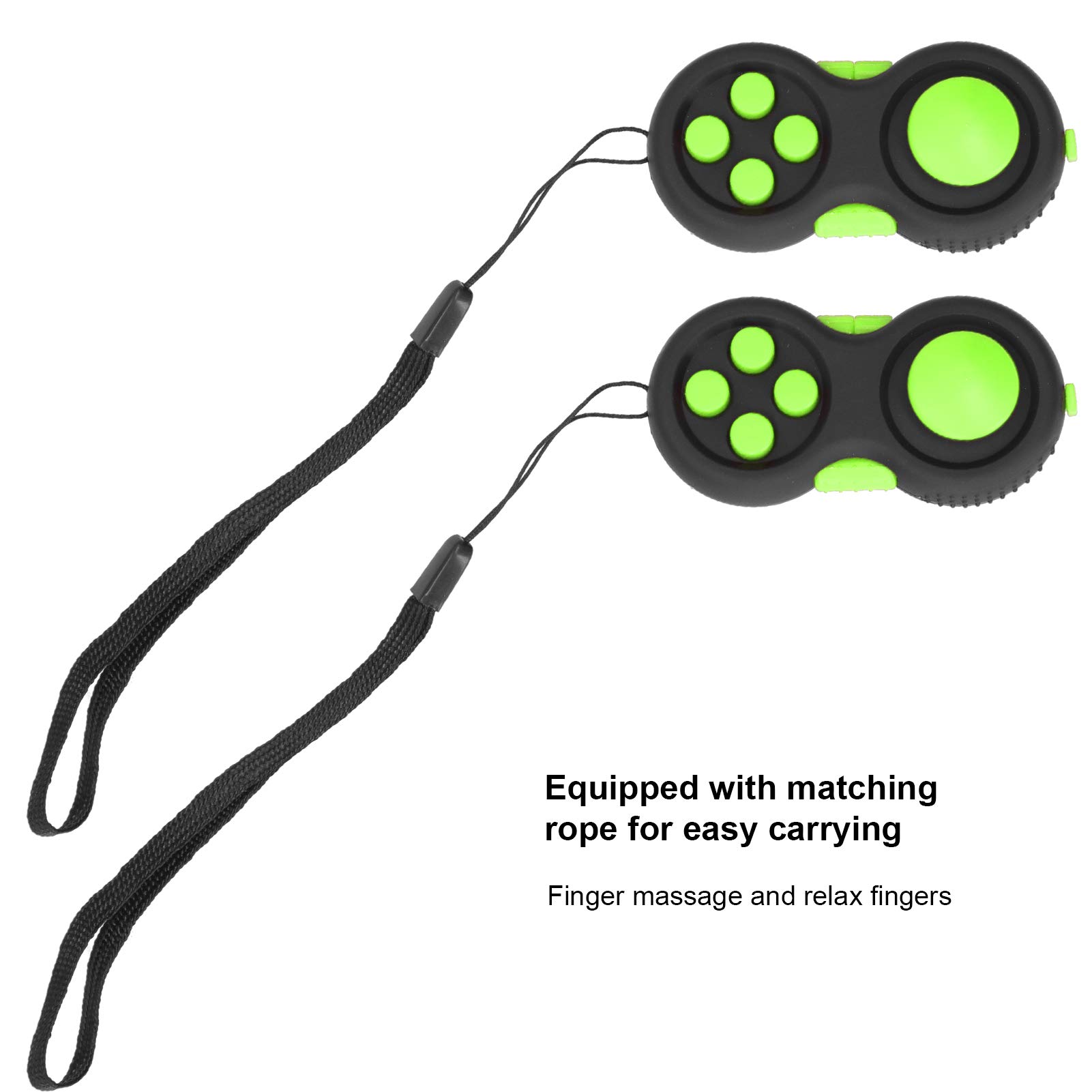 2Pcs Fidget Pad - Sensory Fidget Switch for Skin Picking Relief, Stress Relief Controller Game Pad for Kids & Adults (Green) - Perfect for ADHD, Anxiety & Office Focus